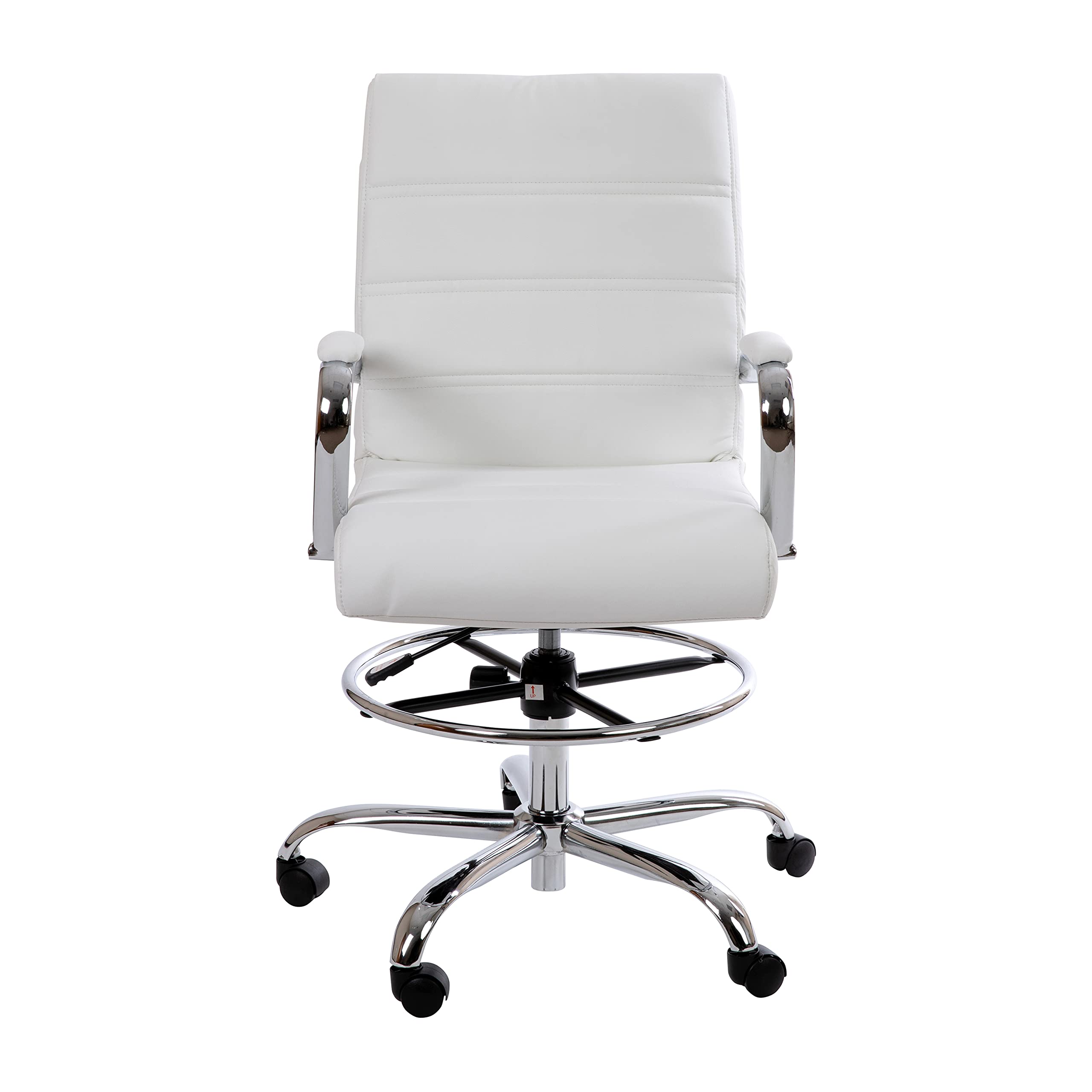 Whitney Mid-Back Swivel LeatherSoft Office Chair with Foot Ring - Adjustable Drafting Chair for Home & Office