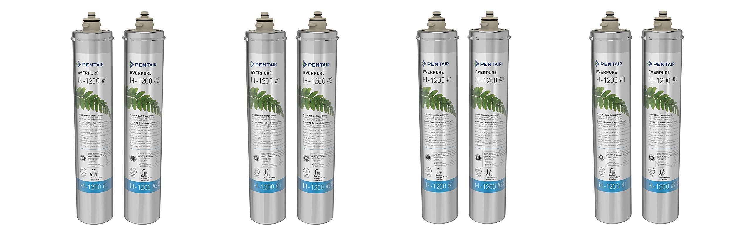 Everpure H-1200 Water Filter Replacement Cartridge Set (EV9282-01) - Pack of 4 | Compatible with Commercial & Home Refrigerators | Improves Water Taste & Purity for Drinking, Ice Making & Coffee Brewing
