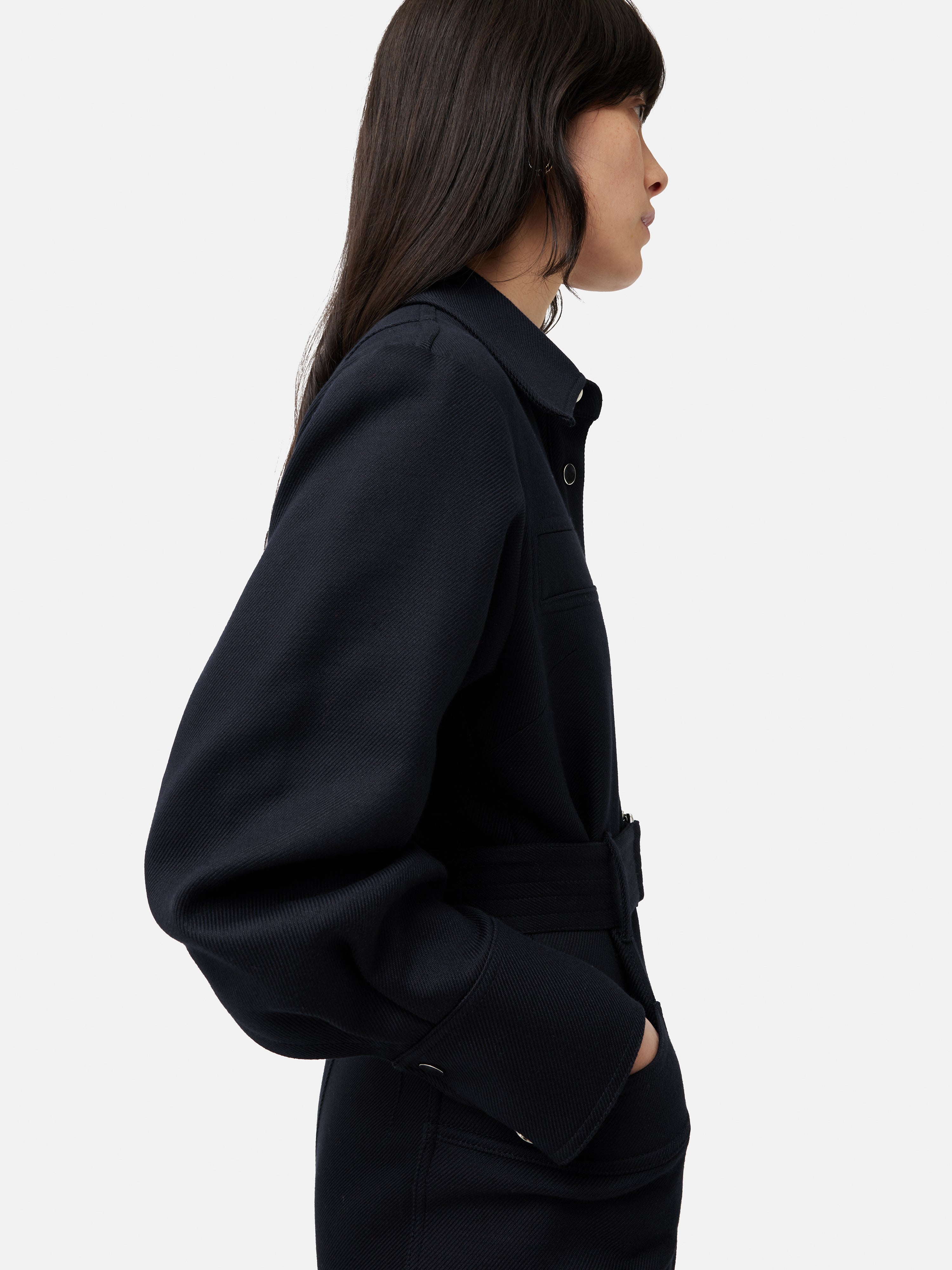 Premium Wool Utility Dress for Women - Navy Blue | Versatile Office Wear & Casual Outfit for Everyday Comfort