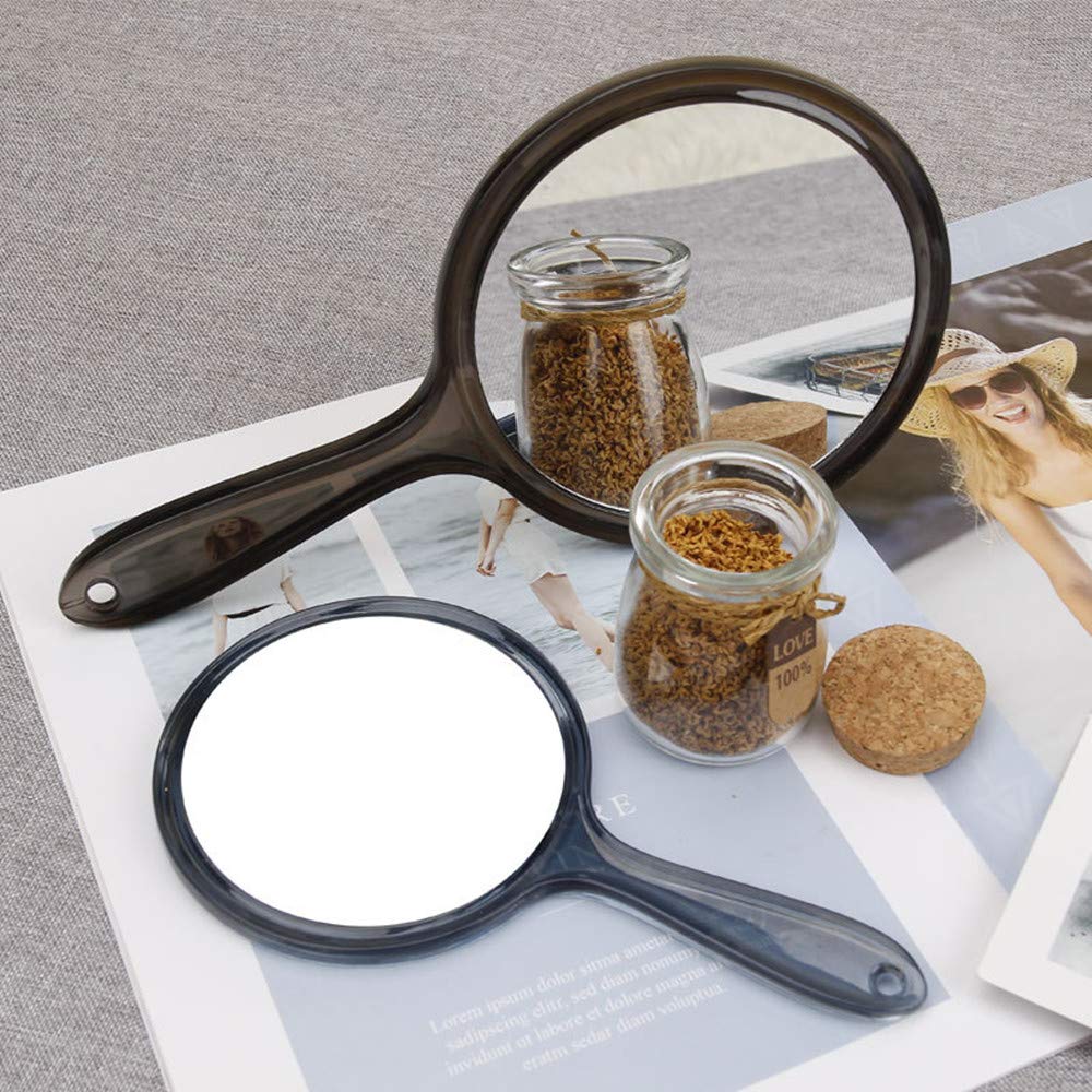 3X/1X Magnifying Makeup Hand Mirror - Double-Sided Travel Cosmetic Mirror with Acrylic Clear Finish, Large Round Handheld Mirror (Black) - Perfect for Home Vanity, Travel & Professional Makeup Application