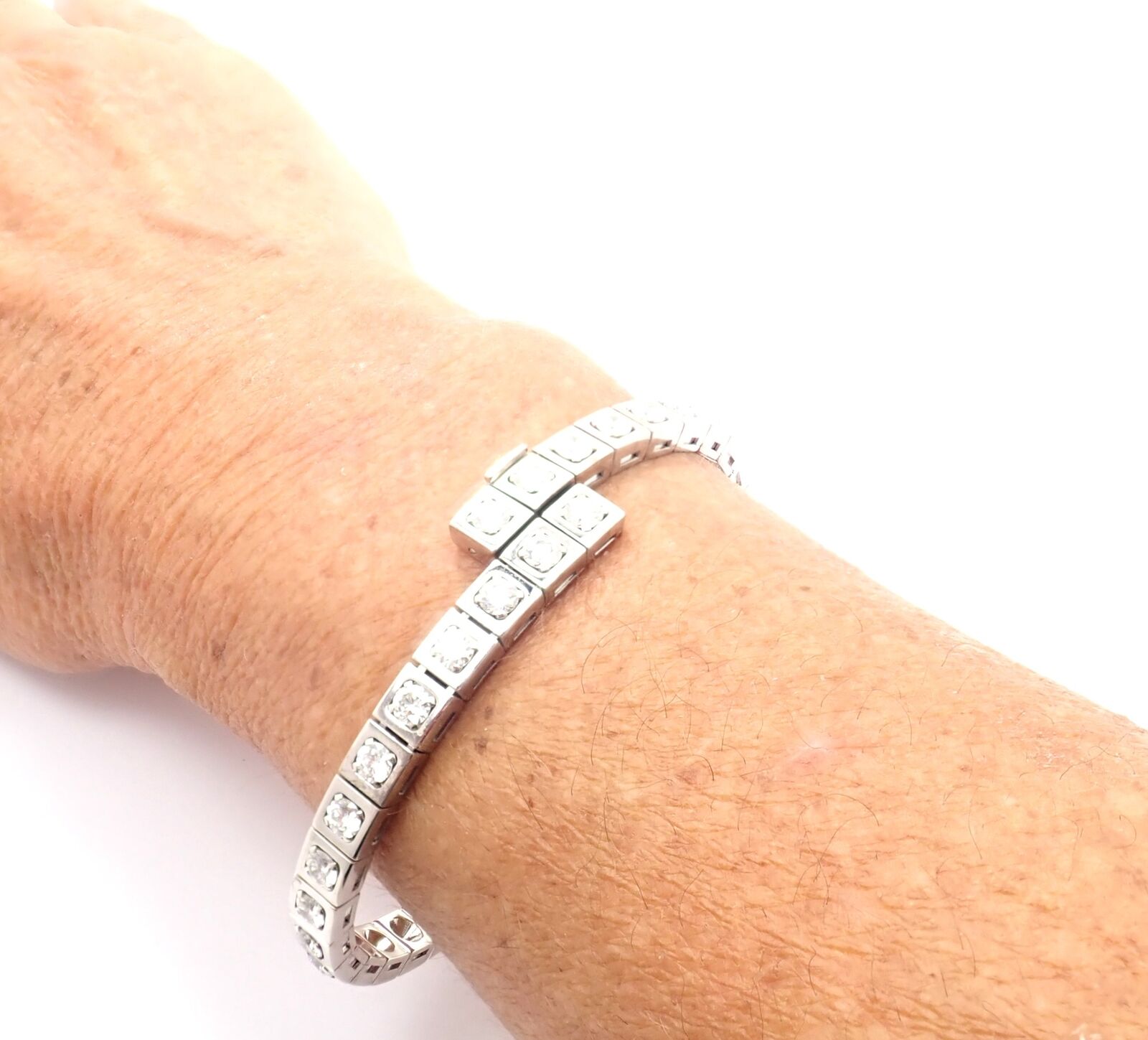 Authentic Cartier Tectonique 18K White Gold Diamond Tennis Bracelet - Luxury Jewelry for Women, Elegant Gift for Anniversary & Special Occasions
