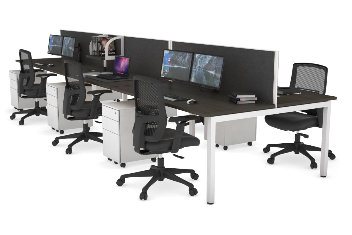 Quadro Square Legs 6-Person Office Workstation Desk [1600L x 700W] - Perfect for Team Collaboration & Open Office Spaces