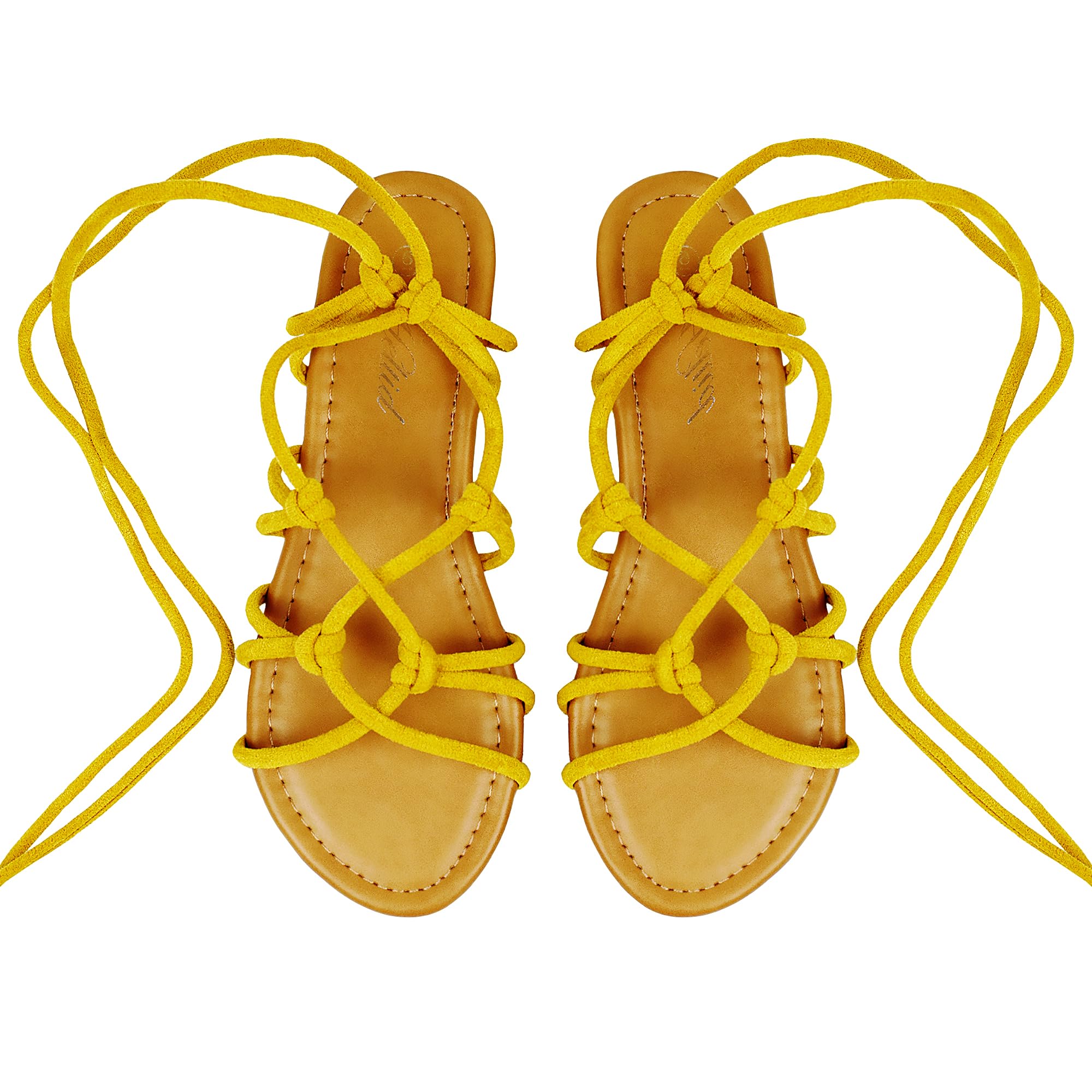 Women's Open Toe Lace Up Gladiator Flat Sandals | Slip On Roman Style Summer Shoes for Casual Wear, Beach & Vacation Outfits