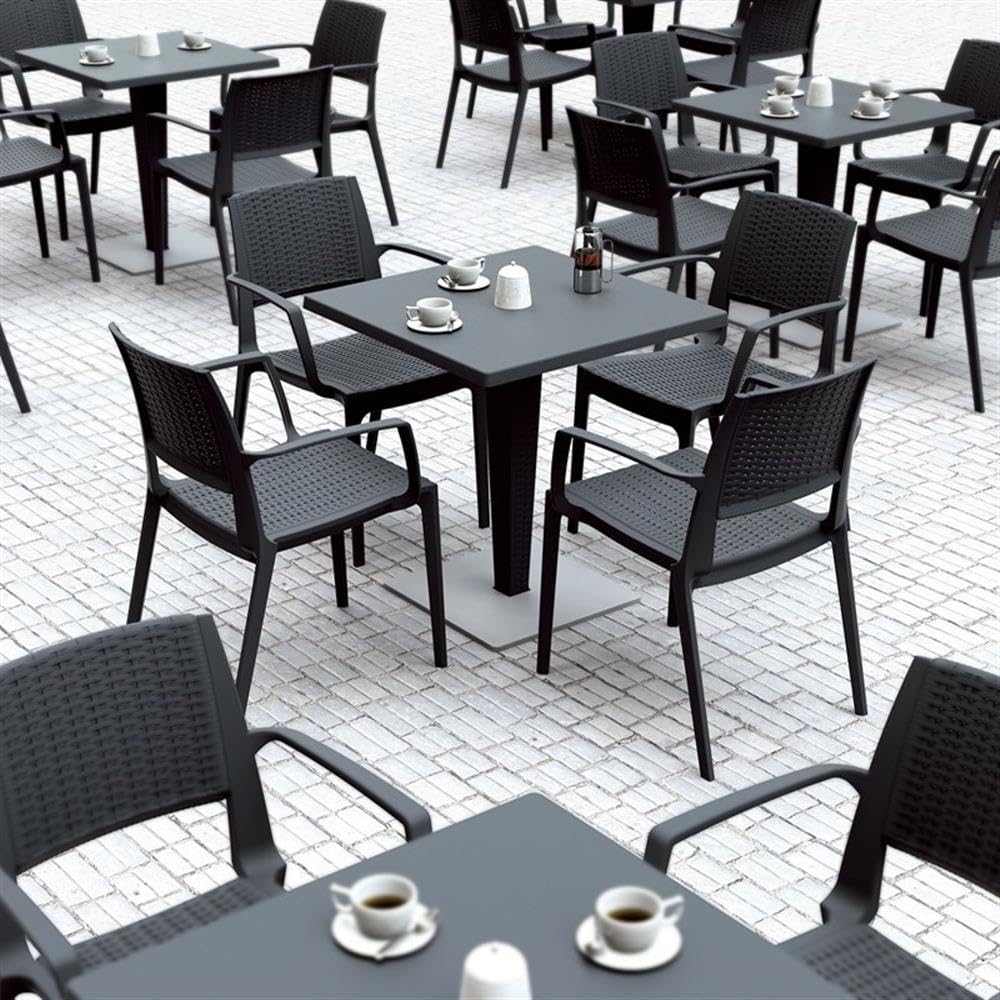 Dark Gray Compamia Capri Patio Dining Arm Chairs (Set of 2) - Weather-Resistant Outdoor Furniture for Garden, Poolside, and Backyard Relaxation