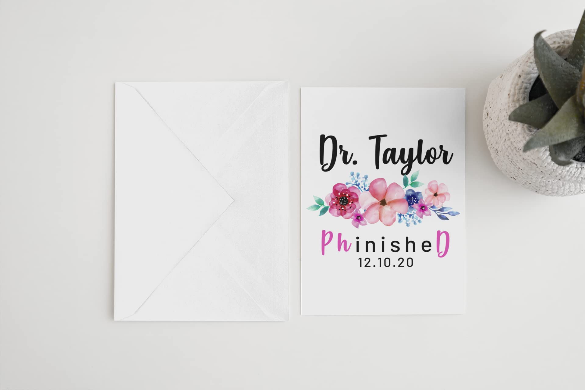 Personalized PhD Graduation Card - Custom Name & Date Doctorate Greeting Card | Funny Dr. Card for University Graduates | Class of 2022 Gift for Her | Perfect for Medical School Graduation Parties & Academic Achievements