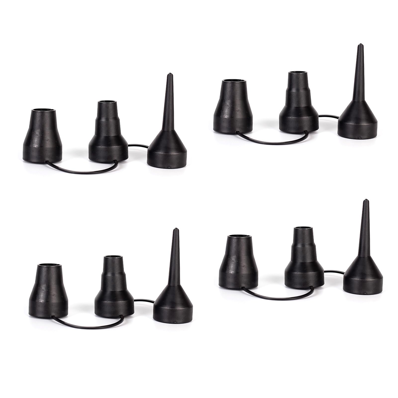 4-Piece Replacement Nozzle Set - 3-in-1 Multi-Size Plastic Air Pump Nozzles (Small/Medium/Large) for Inflatable Air Mattress, Sofa, Pool Float - Perfect for Camping, Home Use & Outdoor Activities