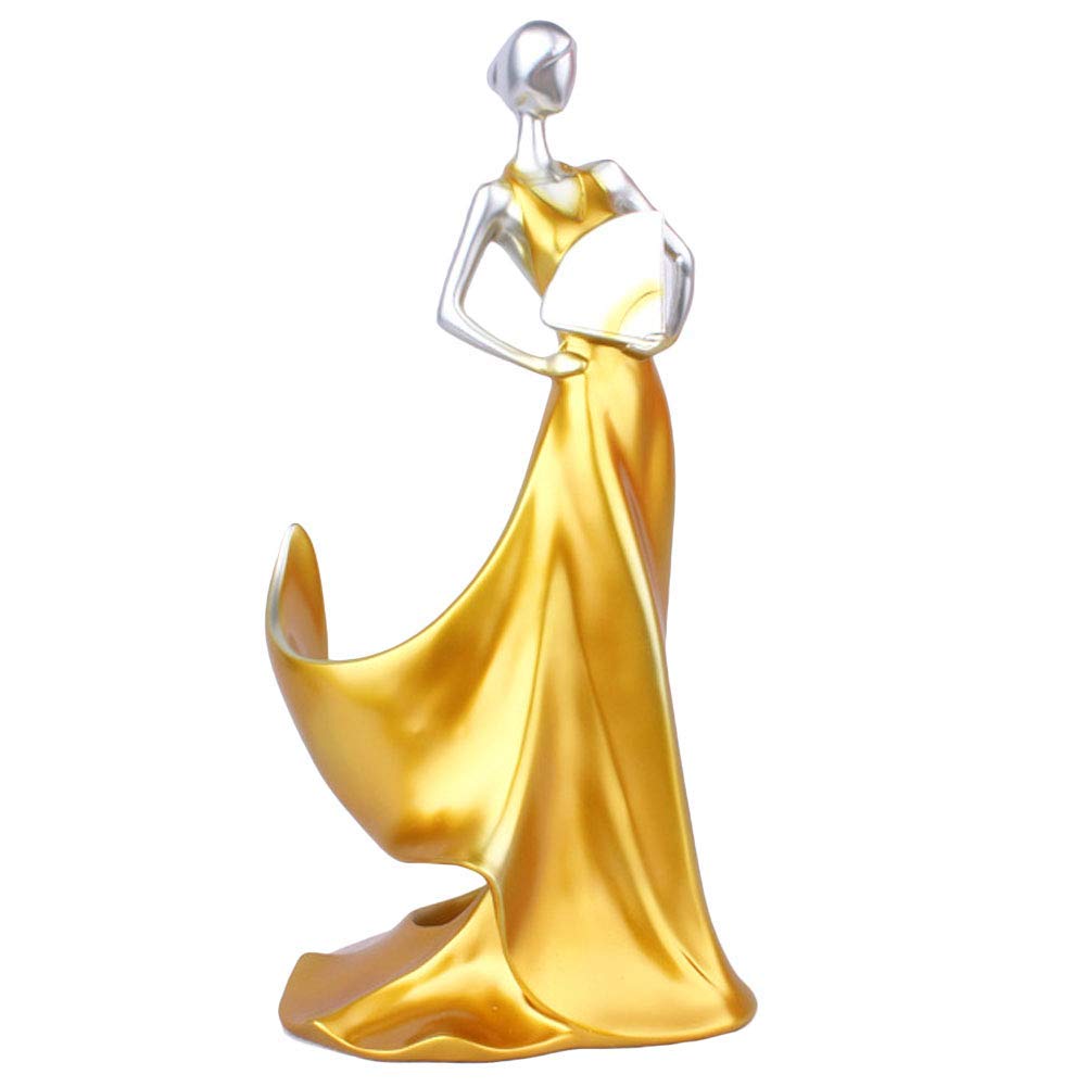 LIUSHI Resin Wine Bottle Holder - Elegant Folding Fan Girl Sculpture for Home Bar Decor, Gold Wine Rack Statue | Perfect Gift for Wine Lovers & Unique Bar Accessory for Parties, Weddings & Dining Room Display