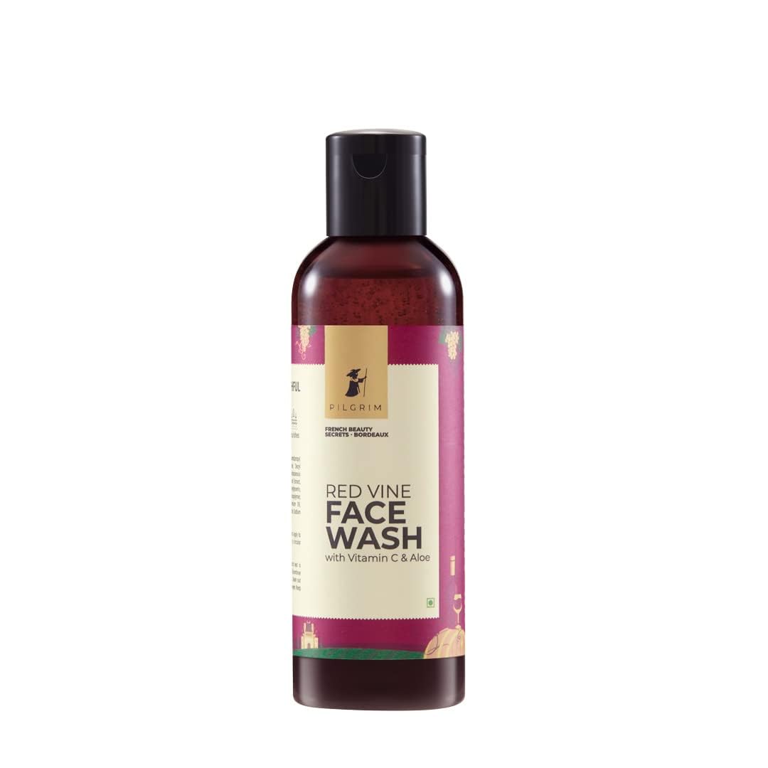 French Red Vine Vitamin C Face Wash with Aloe Vera for Anti-Aging & Dark Spot Reduction | Gentle Cleanser for Dry Skin | Men & Women | 100ml | Perfect for Daily Skincare Routine & Travel