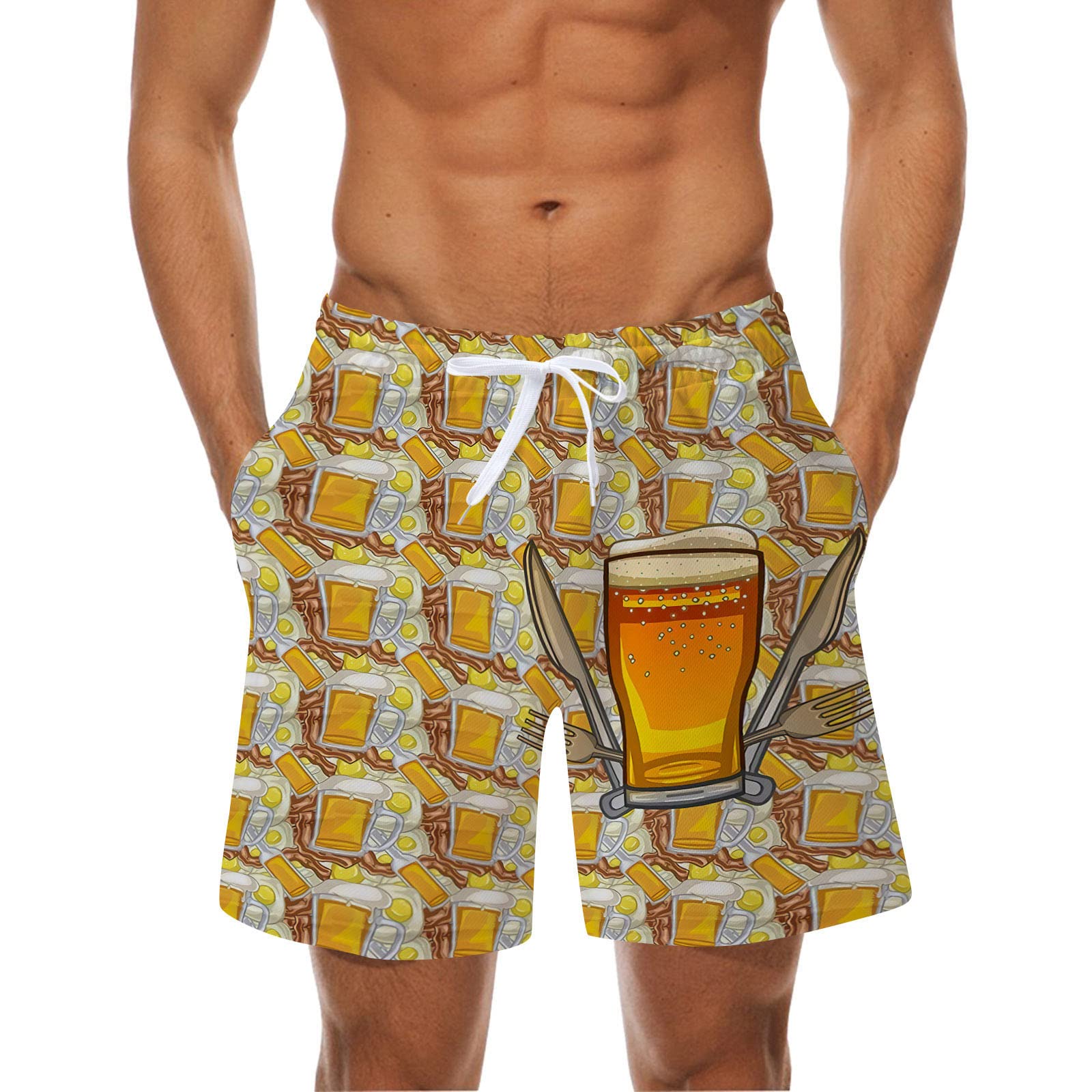 Men's Summer Fashion Casual Breathable Mesh Printed Beach Shorts - Perfect for Swimming, Surfing, and Outdoor Activities