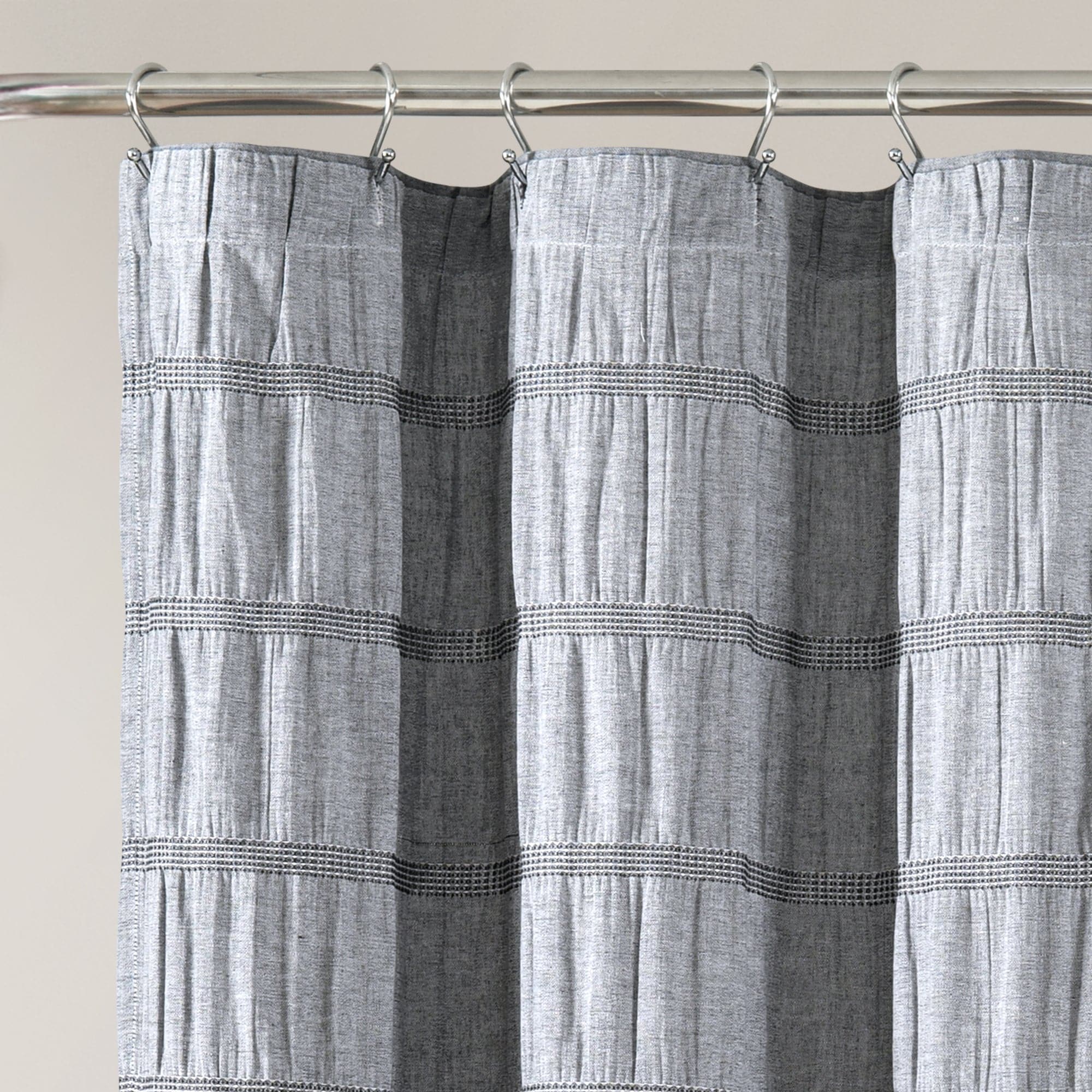 Waffle Stripe Woven Cotton Shower Curtain - Breathable Bathroom Decor for Modern & Farmhouse Style Homes