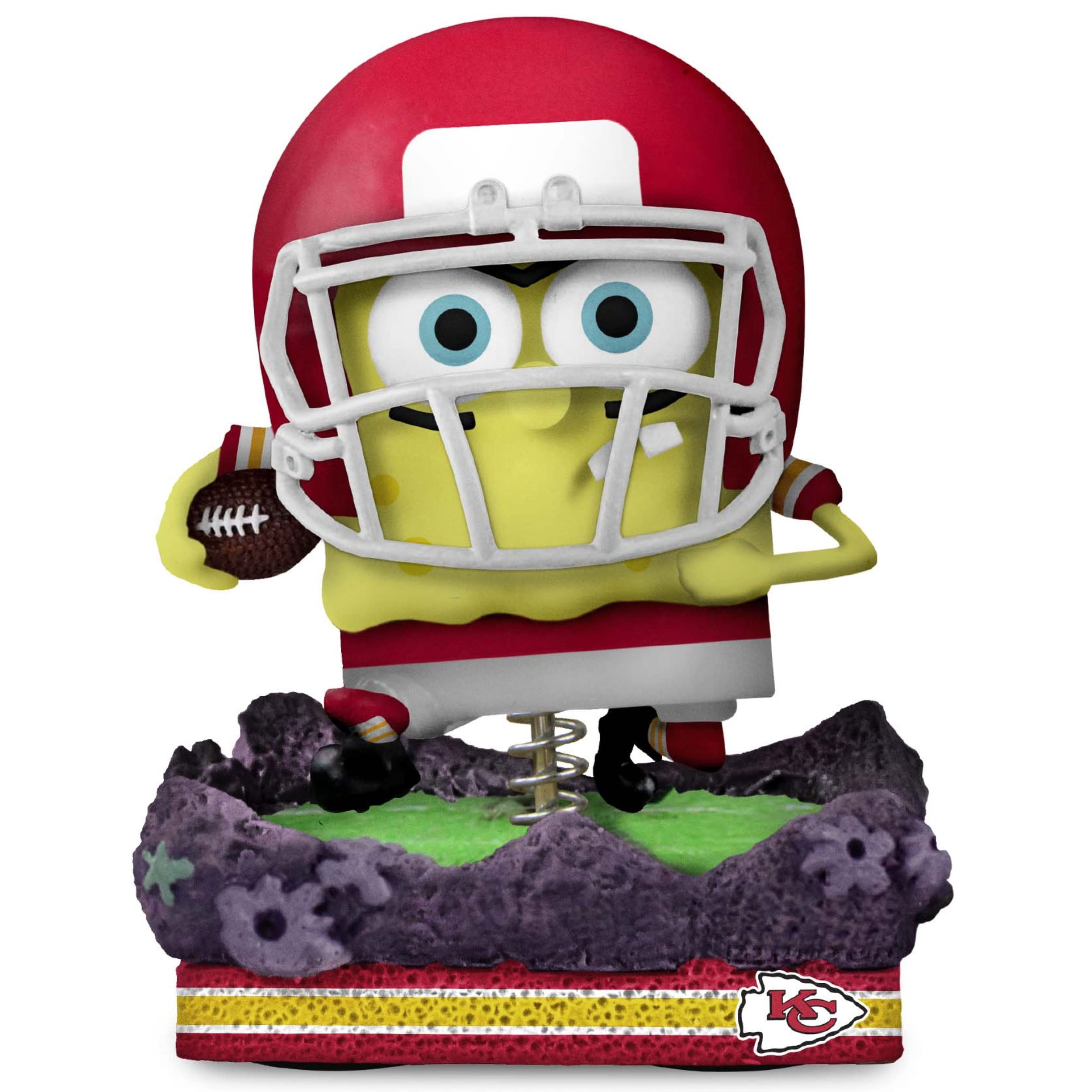 SpongeBob SquarePants Kansas City Chiefs NFL Bobblehead - Officially Licensed Gridiron Great Collectible for Fans & Decor | Perfect for Game Day, Office Desk, or Sports Memorabilia Display