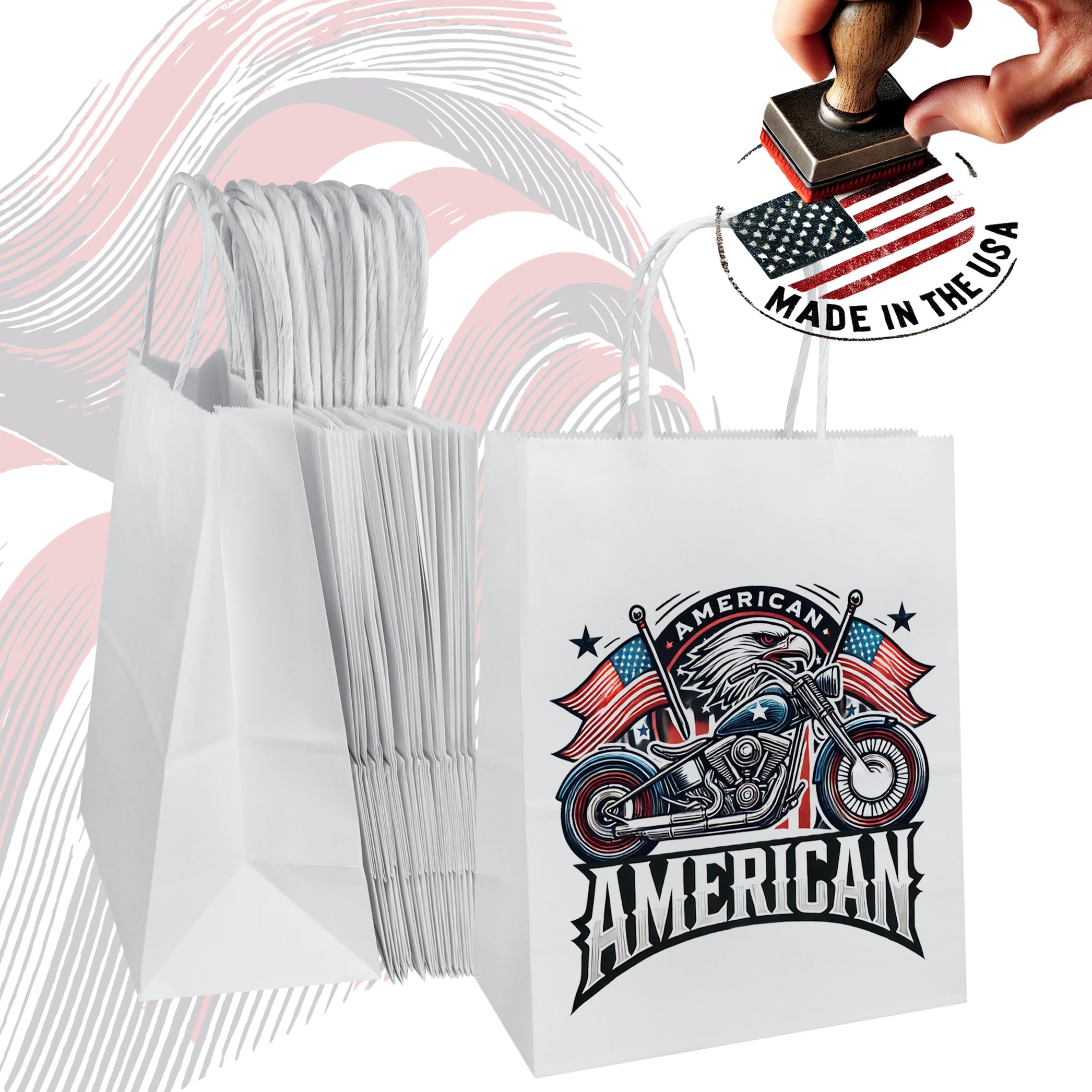 Custom Printed White Kraft Paper Bags - 8