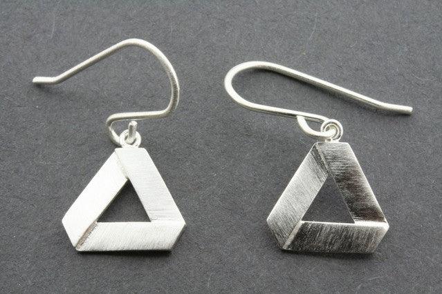 Sterling Silver Triangle Cutout Folded Earrings - Elegant Geometric Dangle Earrings for Women, Perfect for Parties, Weddings & Everyday Wear