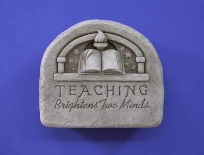 Handcrafted Teacher Appreciation Gift - Inspirational 'Teaching Brightens Two Minds' Stone Plaque, Artisan-Made Garden Statue for Classroom Decor, Home Office, or Outdoor Garden Display