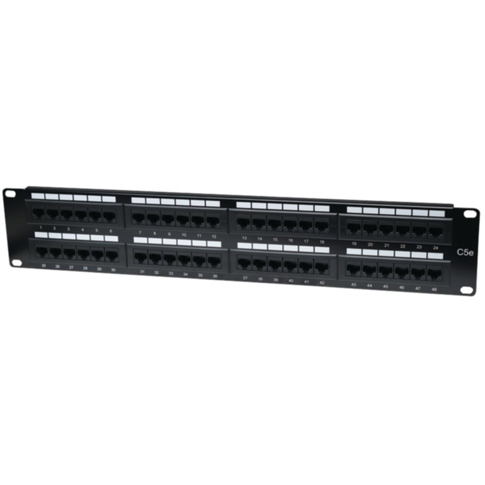48 Port Cat5e Ethernet Patch Panel - 2U Rack Mount UTP Network Panel for Server Rooms & Offices - High-Speed Internet & Data Networking Solution for Businesses