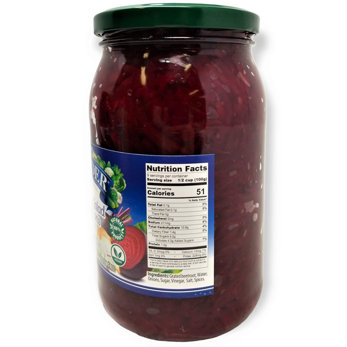 Belveder All Natural Beetroot Salad with Onions - Non-GMO, Gluten Free, Vegan, No Preservatives - 31.74 Oz (Pack of 1) - Perfect for Salads, Sandwiches & Healthy Snacks
