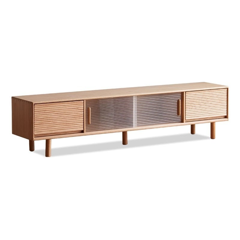 Solid Oak Wood TV Stand with Storage - Modern Entertainment Center for Living Room, Bedroom & Home Theater