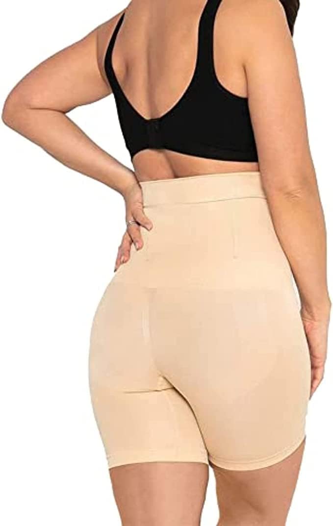 **Conturve High Waisted Shapewear Shorts for Women – Tummy Control Body Shaper, Anti-Chafing Underwear | Slimming & Smoothing | Perfect for Dresses, Workouts & Everyday Wear (Black, XL/2XL)**