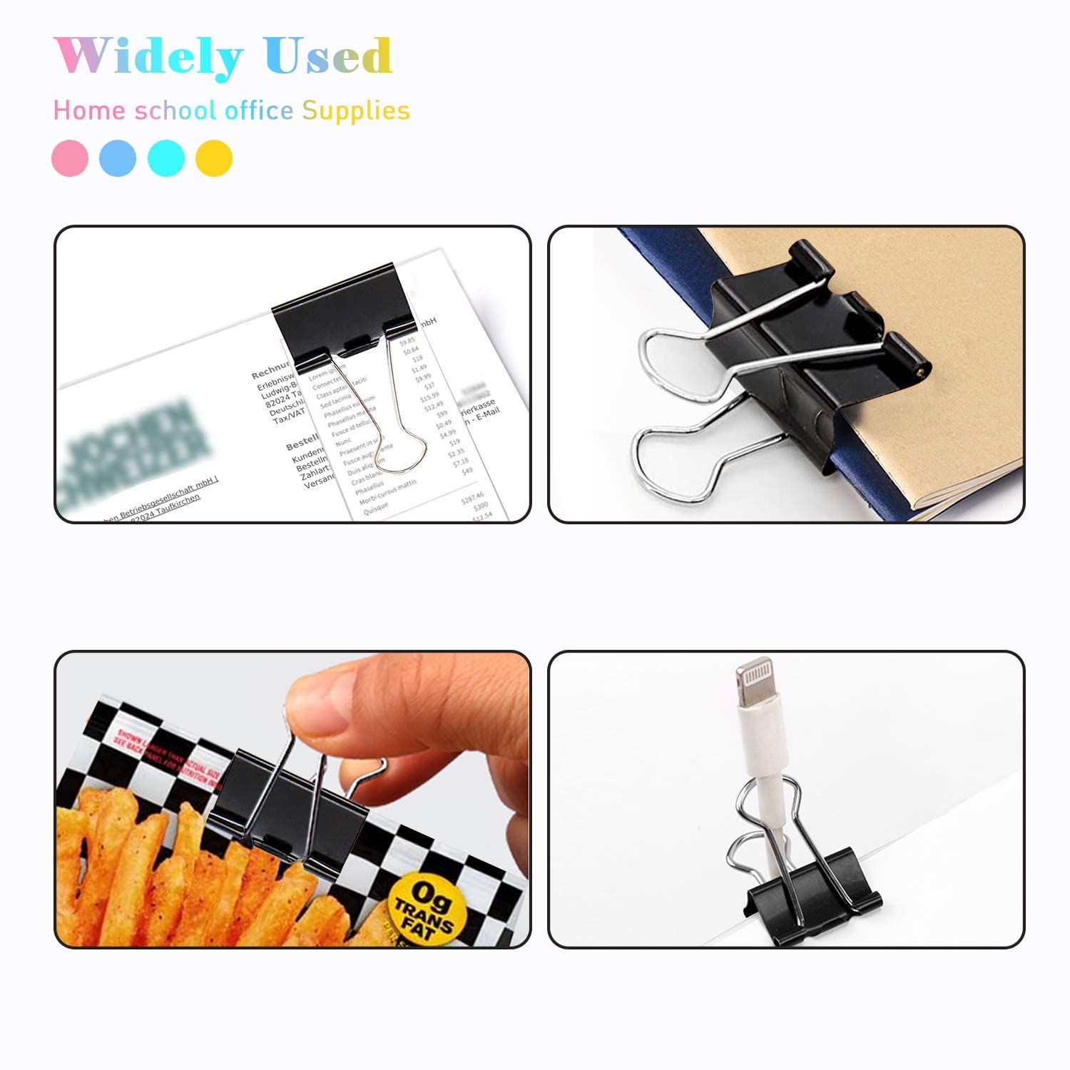 144 PCS Small Black Binder Clips 0.75 Inch (19mm) Width 0.31 Inch Capacity - Perfect for Organizing Office Documents, School Papers, and Business Files - Heavy Duty Clips for Teachers, Students, and Professionals