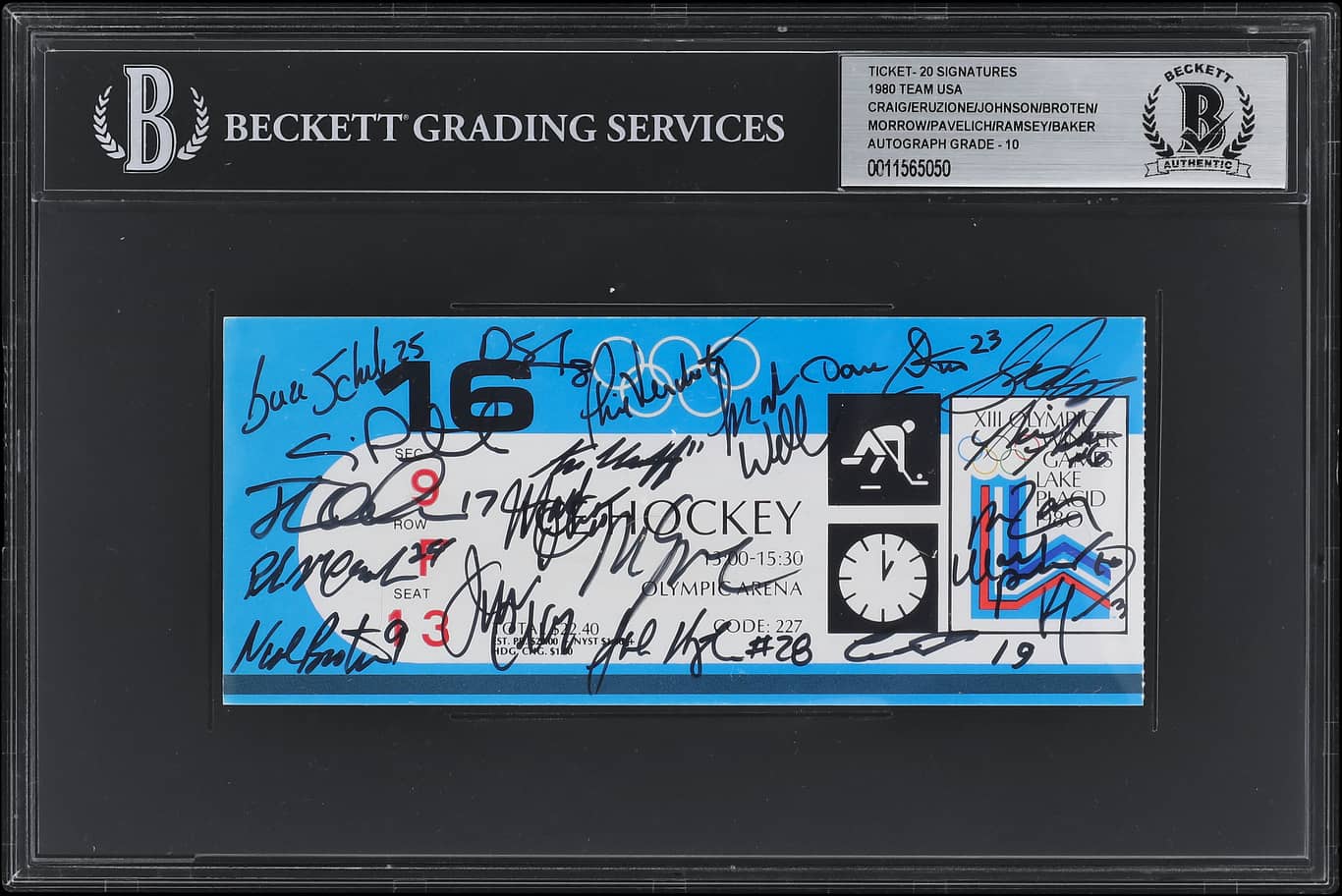 1980 USA Hockey Signed Norway Game Ticket - February 16 - BAS Auto 10 - Rare Collectible Sports Memorabilia for Hockey Fans and History Enthusiasts - Perfect for Display in Man Caves, Sports Bars, and Memorabilia Collections