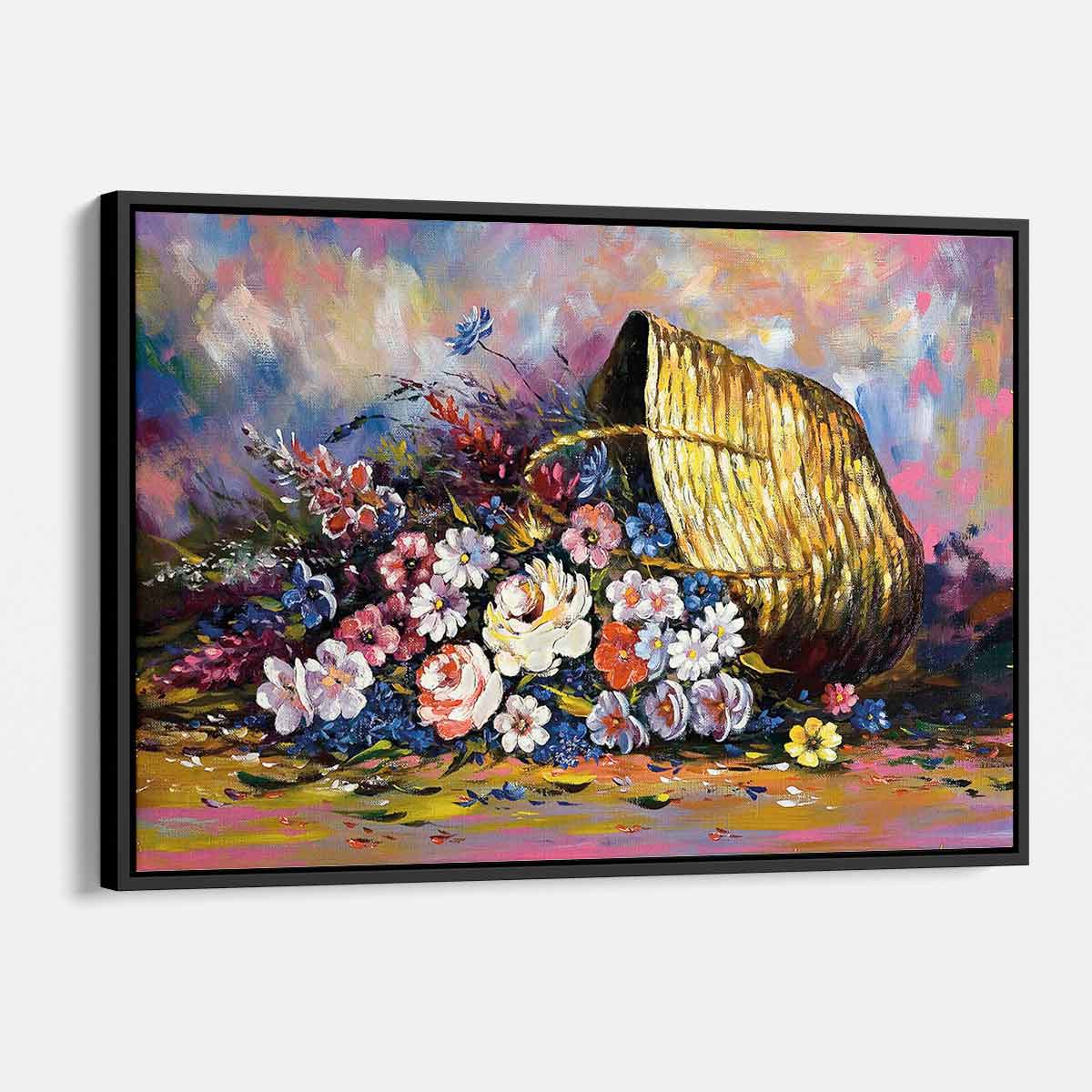 Multi-Color Floral Basket Wall Art Canvas Print 8947 - Perfect for Living Room, Bedroom & Office Decor