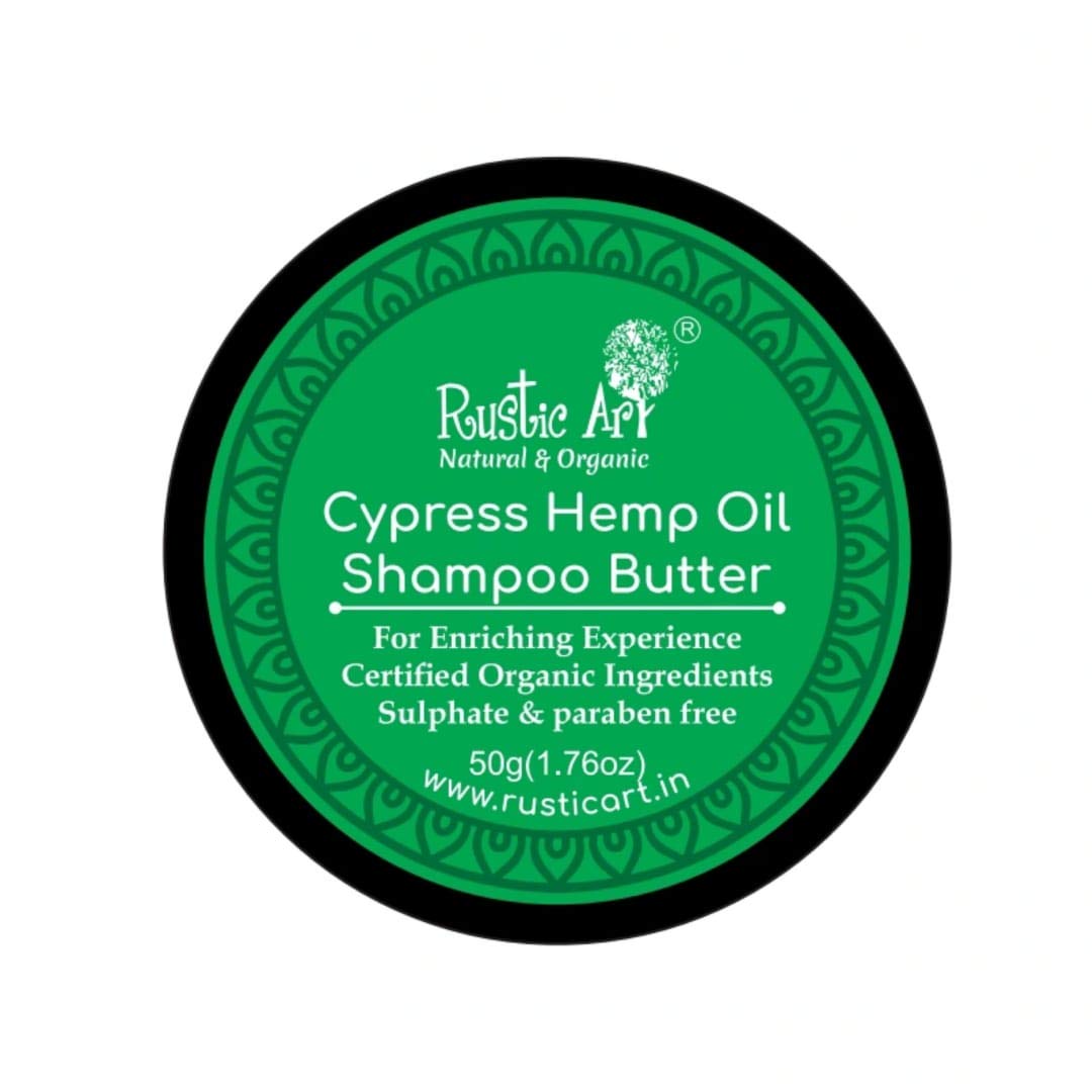 Organic Cypress Hemp Oil Shampoo Butter for Dry Damaged Hair Repair - Sulfate Paraben Silicone Free Natural Hair Care for Women & Men - 50g Deep Moisturizing Treatment for Frizzy Curly Color-Treated Hair at Home Salon