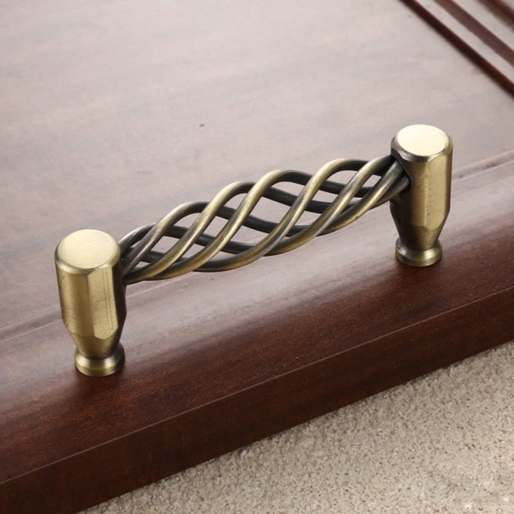 2 Pack Vintage Birdcage Cabinet Pulls - Matte Black Bronze Metal Oval Nest Twist Kitchen Cupboard Handles - Retro Drawer Hardware (96mm) - Perfect for Farmhouse, Shabby Chic & Victorian Style Cabinets