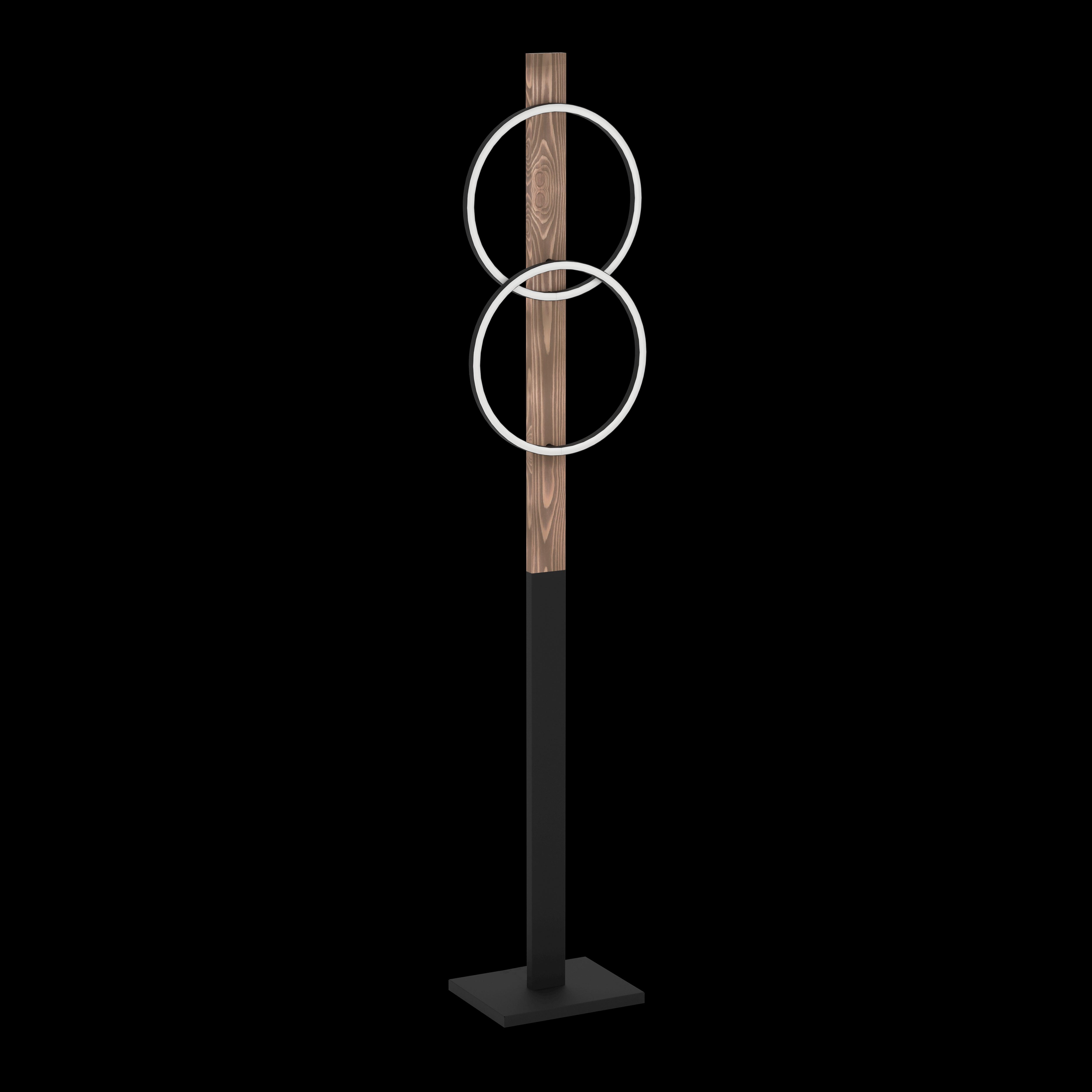 Eglo Boyal LED Flamed Wood & Black Metal Floor Lamp - Modern Lighting for Living Room, Bedroom & Office - Dimmable Ambient Light for Home Decor