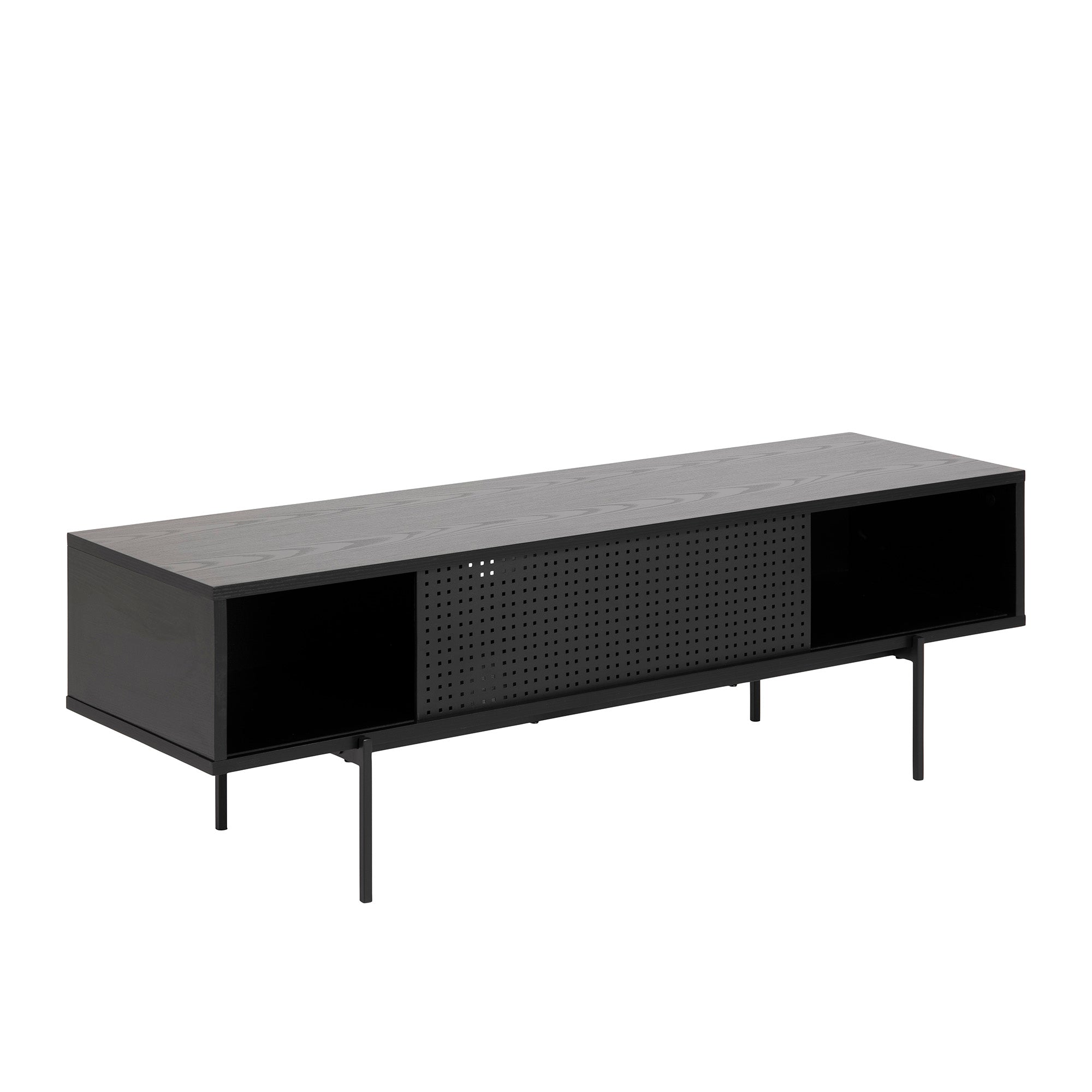 KREMAN 140cm Black TV Stand with Storage - Modern Entertainment Center for Living Room, Bedroom & Home Theater