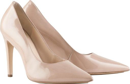 HOGL Women's Nude Patent Leather Stiletto Heels - Elegant High Heel Pumps for Office, Party & Special Occasions