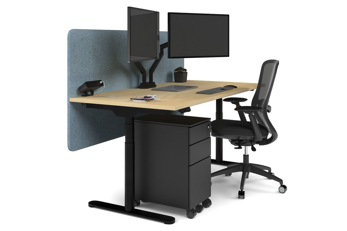 Flexi Premium Height Adjustable Single Workstation Desk - 1600L x 800W with Cable Management Scallop | Ergonomic Standing Desk for Home Office & Workspace