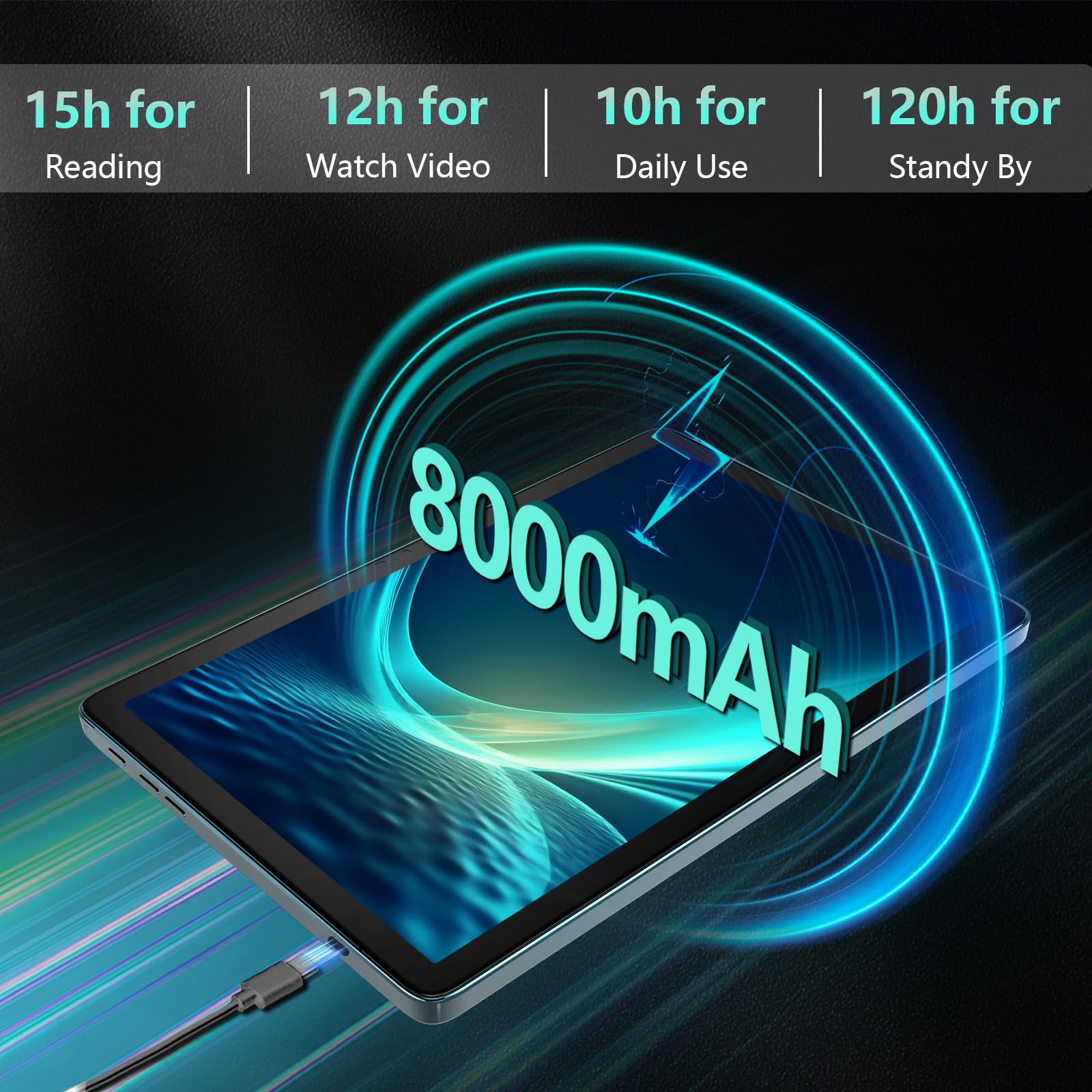 Android 14 10-Inch 4G LTE Tablet - Octa-Core Processor, 128GB ROM + 14GB RAM (8+6), 1TB Expandable Storage, 5G WiFi, 8000mAh Battery, Bluetooth 5.0, 13MP+8MP Dual Camera - Includes Keyboard & Protective Case (Gray) - Perfect for Work, Study, and Entertainment On The Go
