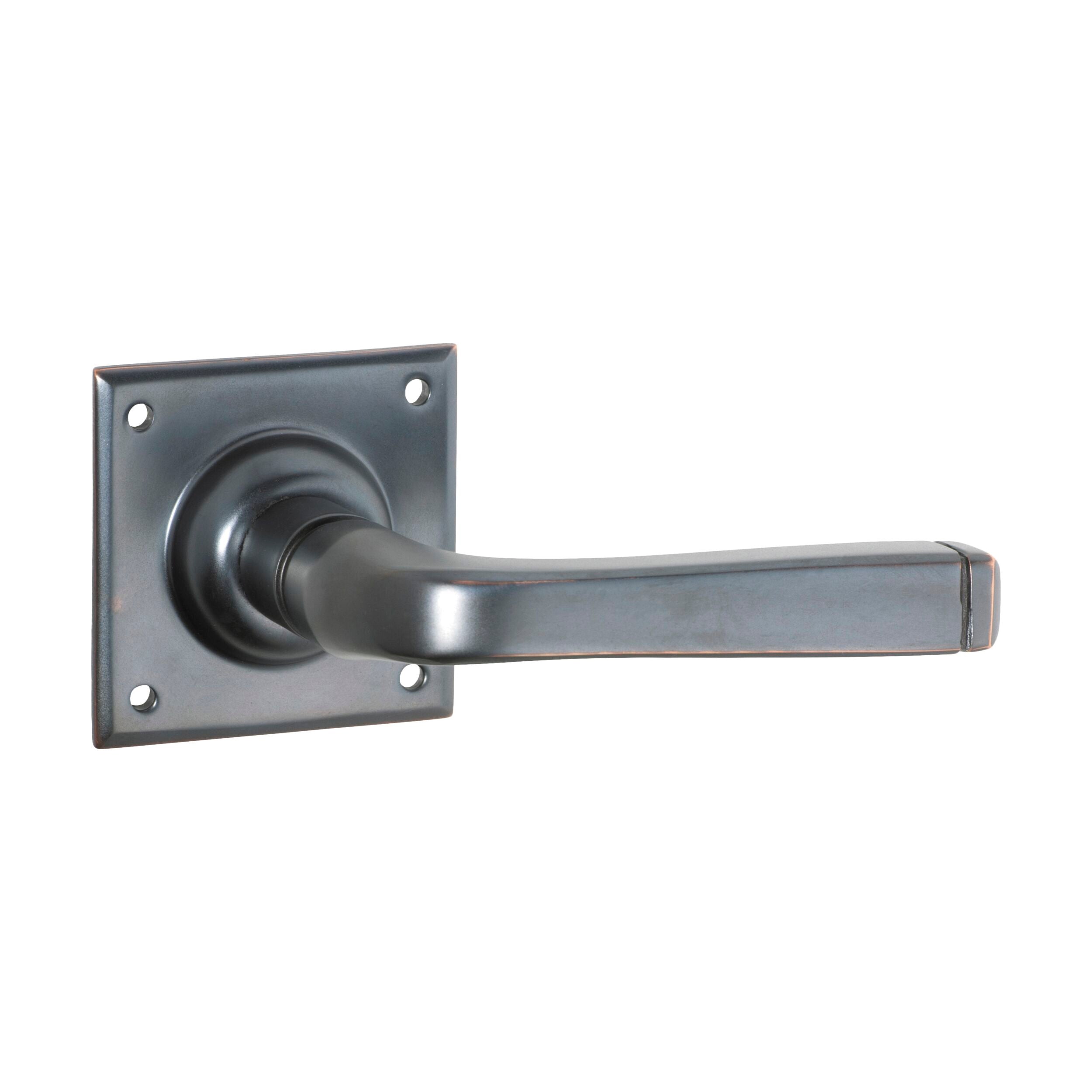 Antique Copper Square Rose Door Lever Pair - 60mm x 60mm x 70mm (HxWxD) - Vintage Style Cabinet & Furniture Hardware for Home Interior Decoration