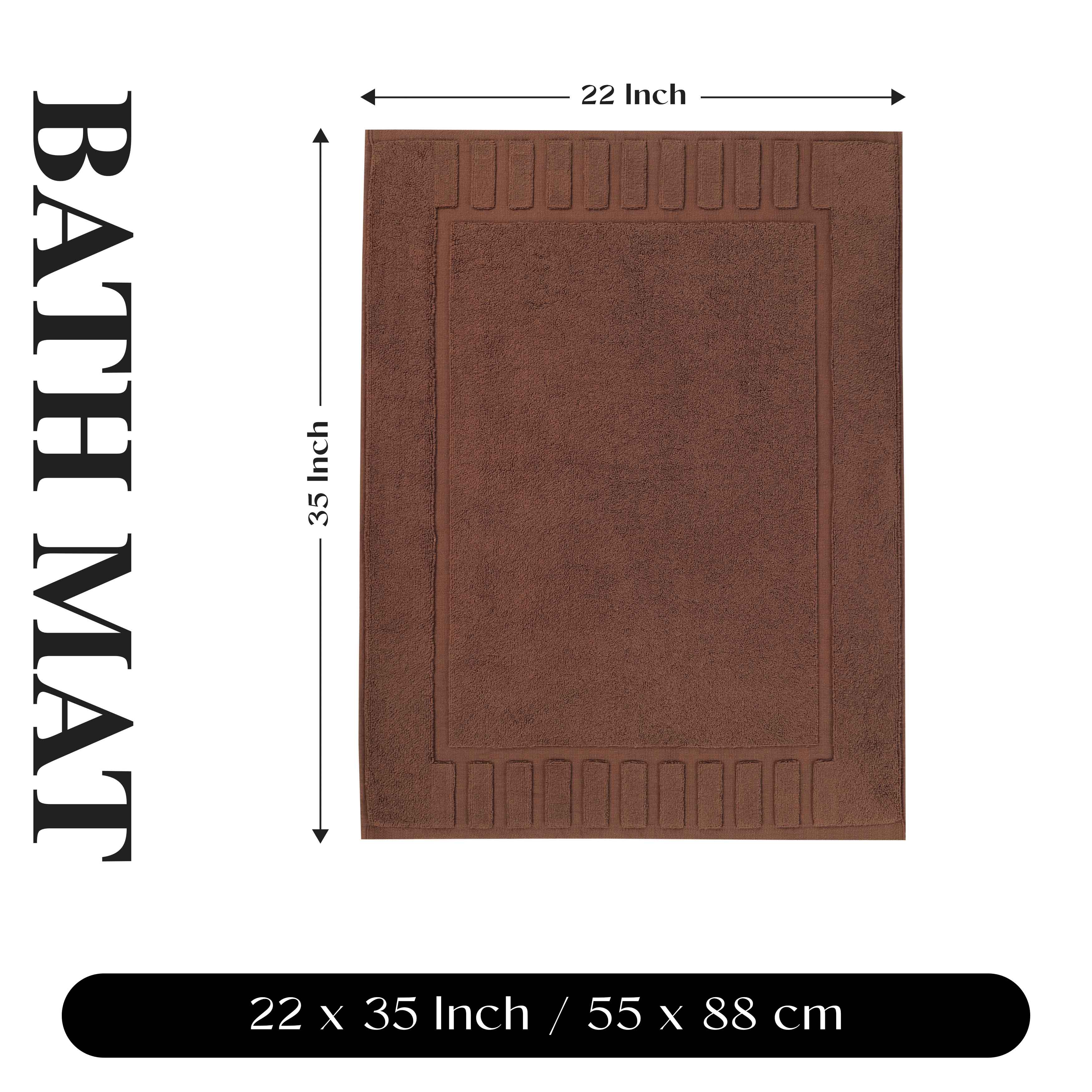 Premium Cotton Modern Geometric Border Bath Mat Set of 2 - Ultra Absorbent, Non-Slip, Quick Dry Bathroom Rug for Bath, Shower & Vanity Area