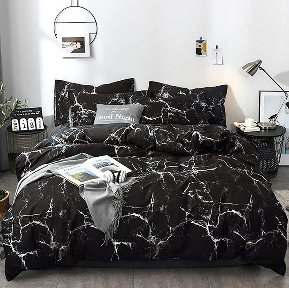 Karever Black Marble Comforter Set - Lightweight Soft Breathable Bedding for Women & Men - Durable Quilt Cal King Size (104