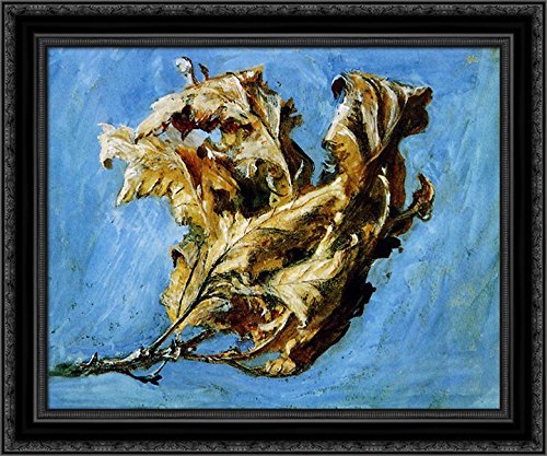 John Ruskin Withered Oak Sketch - 24x20 Black Ornate Wood Framed Canvas Art Print | Vintage Botanical Wall Decor for Living Room, Office & Study