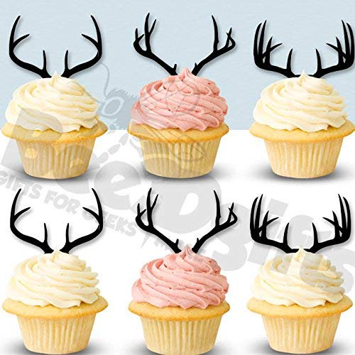 Deer Antler Cupcake Toppers - Edible Cake Decorations for Birthday, Baby Shower & Wedding - Perfect for Rustic & Woodland Theme Parties