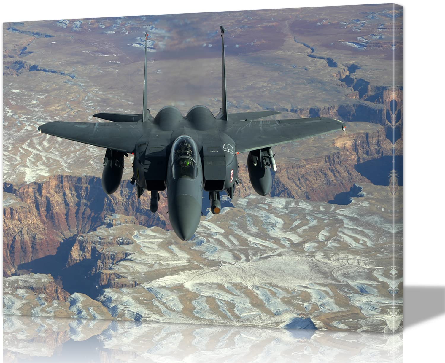 F-15 Fighter Jet Canvas Wall Art - Military Aviation Poster, Air Force Decor, Framed Aircraft Print for Home & Office (28