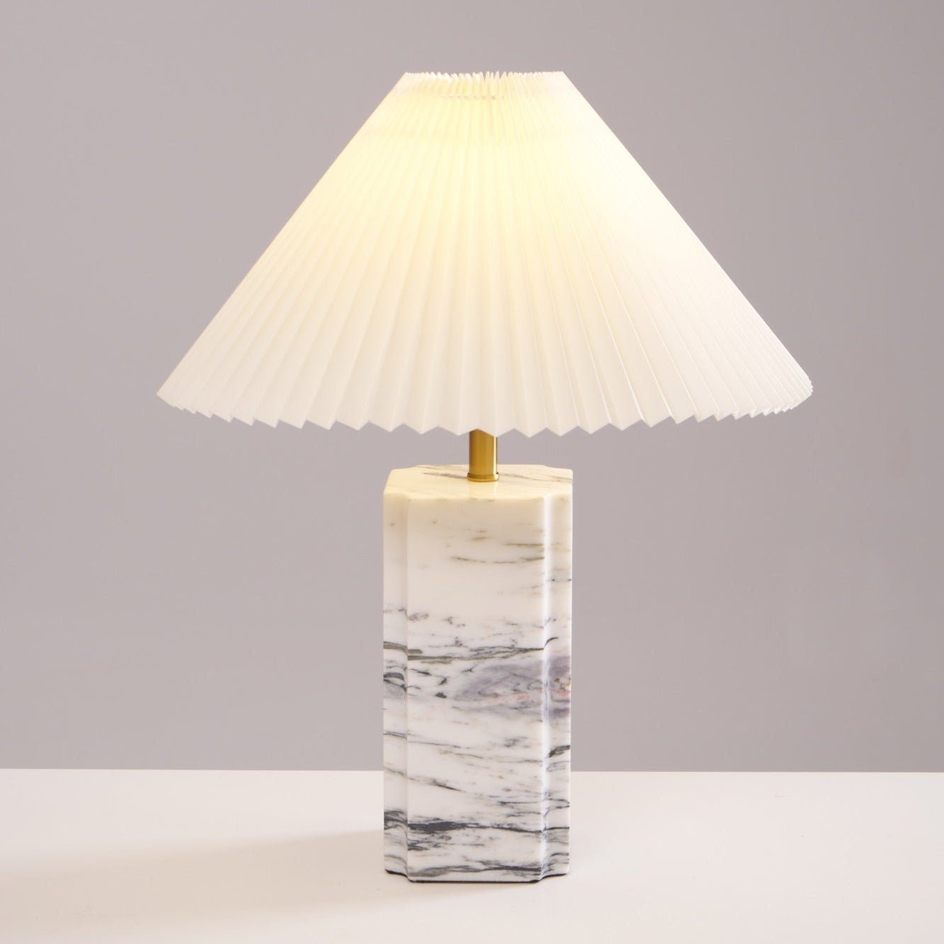 Bianca Marble Table Lamp - Elegant Home Decor Lighting for Bedroom, Living Room & Office | Modern Nightstand Lamp with Natural Stone Base