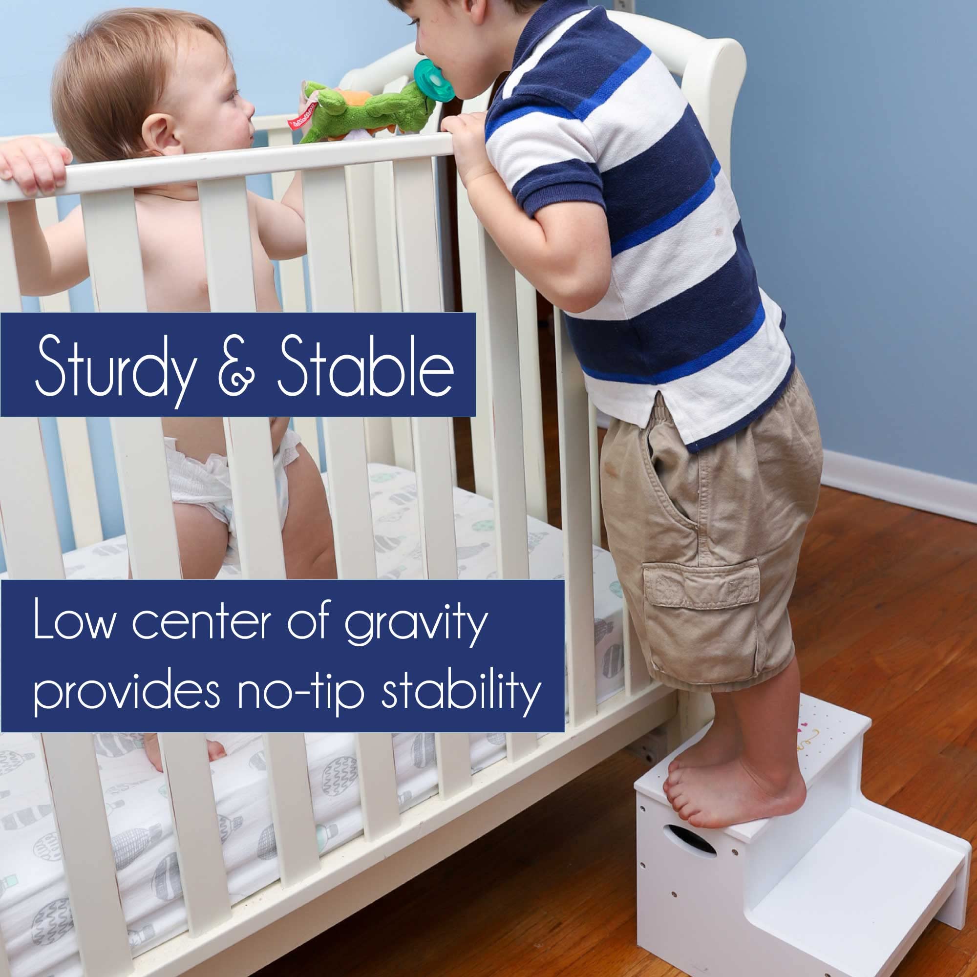 Foldable Train Step Stool with Storage - Kids Safety Step Ladder for Bathroom & Kitchen - Non-Slip Toddler Helper for Reaching Sink, Counter & Shelves