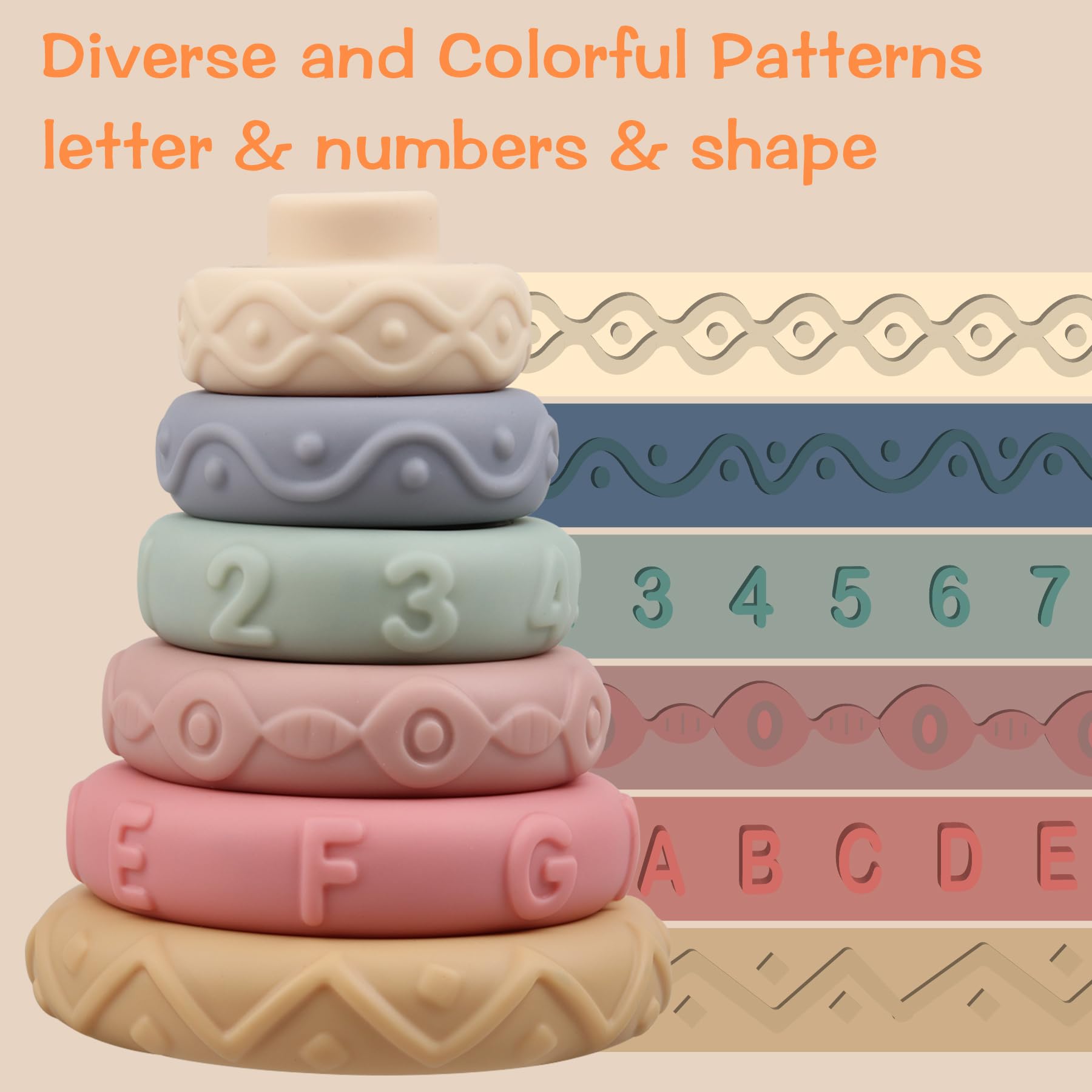 Stacking Rings Soft Toys for Babies 6-12 Months | Sensory Educational Montessori Baby Blocks | Developmental Teething Learning Stacker for Toddlers | Perfect for Early Learning, Fine Motor Skills & Teething Relief | Great for Playtime, Daycare & Home Education