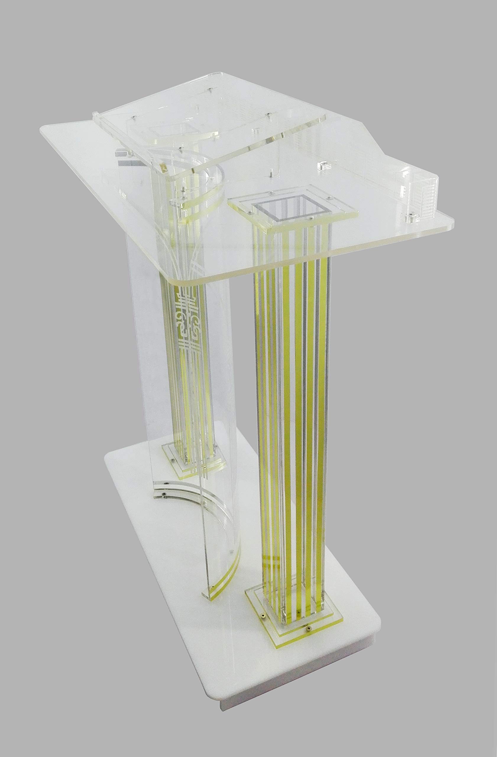 FixtureDisplays® Premium Acrylic Podium with Casters - Clear Lucite Floor Standing Lectern, Rolling Pulpit with Elevated Reading Surface (Model 21231-NPF) - Perfect for Presentations, Speeches, and Church Services