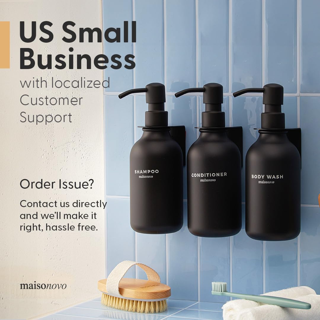 Refillable Shampoo and Conditioner Bottles Set of 3 - 16.9oz Amber Plastic Bottles with Black Pumps for Salon, Travel & Home Use - Eco-Friendly Hair Care Containers
