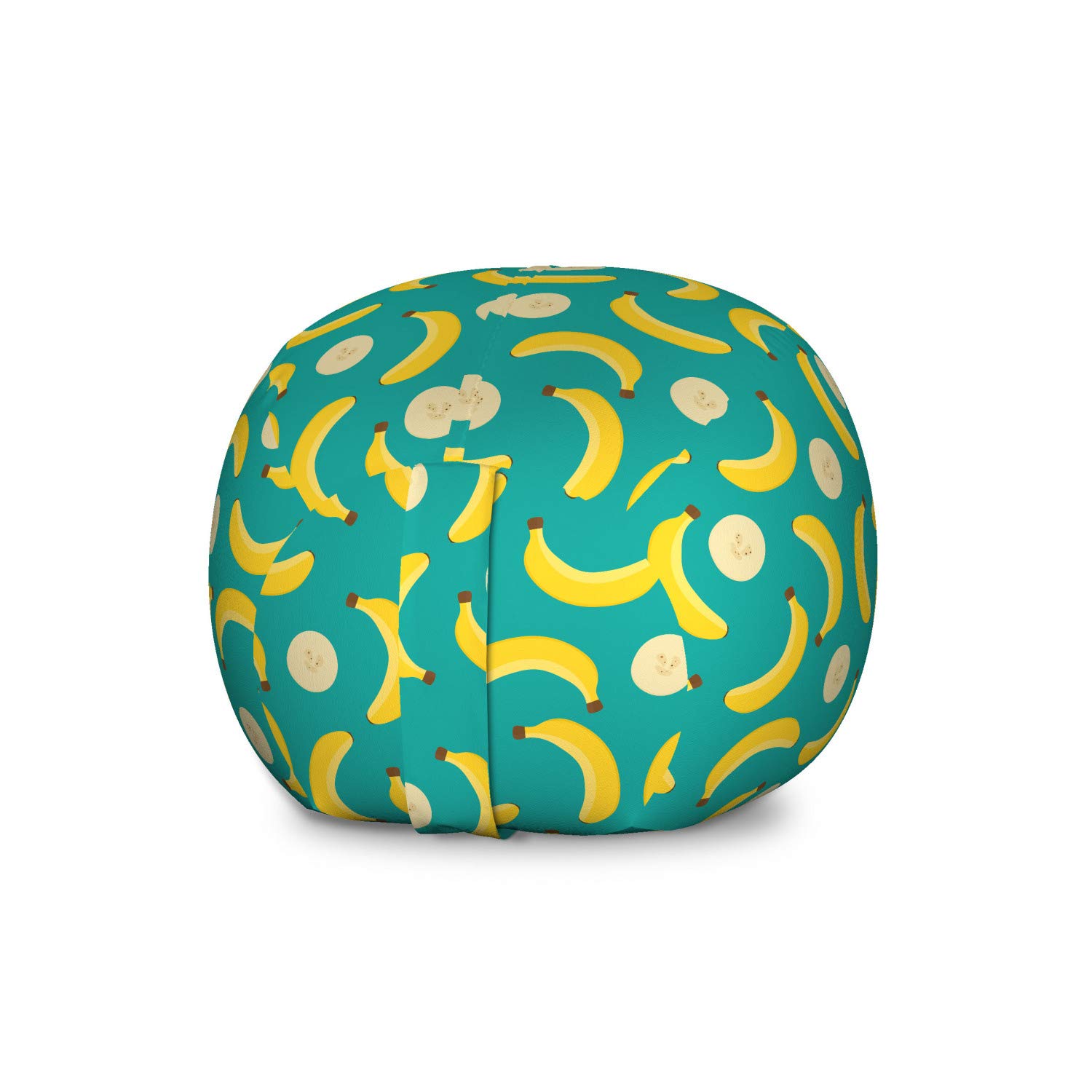 Ambesonne Banana Storage Toy Bag Chair - Large Washable Stuffed Animal Organizer with Whole & Sliced Fruit Pattern - Perfect for Kids' Room, Nursery, Playroom & Toy Storage (Seafoam Mustard)