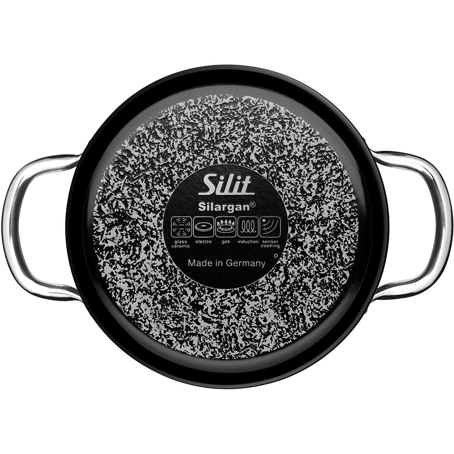 Silit 2.4L (20cm) Red Ceramic Pot with Glass Lid - Induction & Dishwasher Safe German-Made Cookware for Soups, Stews & Pasta | Hollow Handles & Pouring Rim