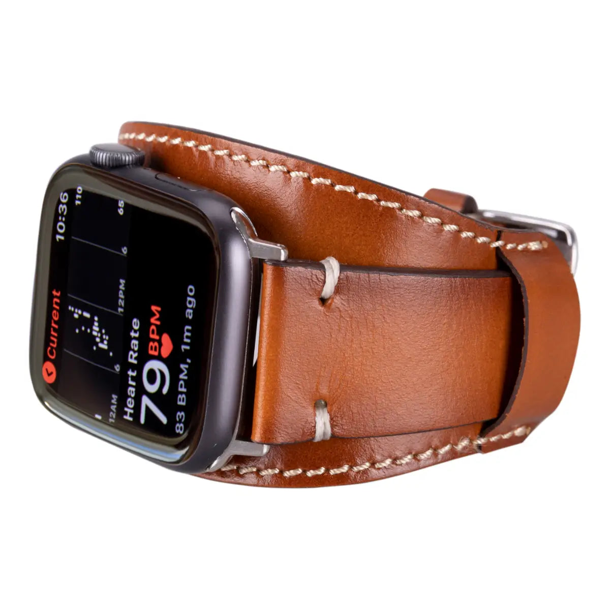 Premium Brown Leather Cuff Strap for Apple Watch - Compatible with All Series (1-9/SE/Ultra) - Adjustable, Comfortable & Stylish - Perfect for Work, Gym & Everyday Wear