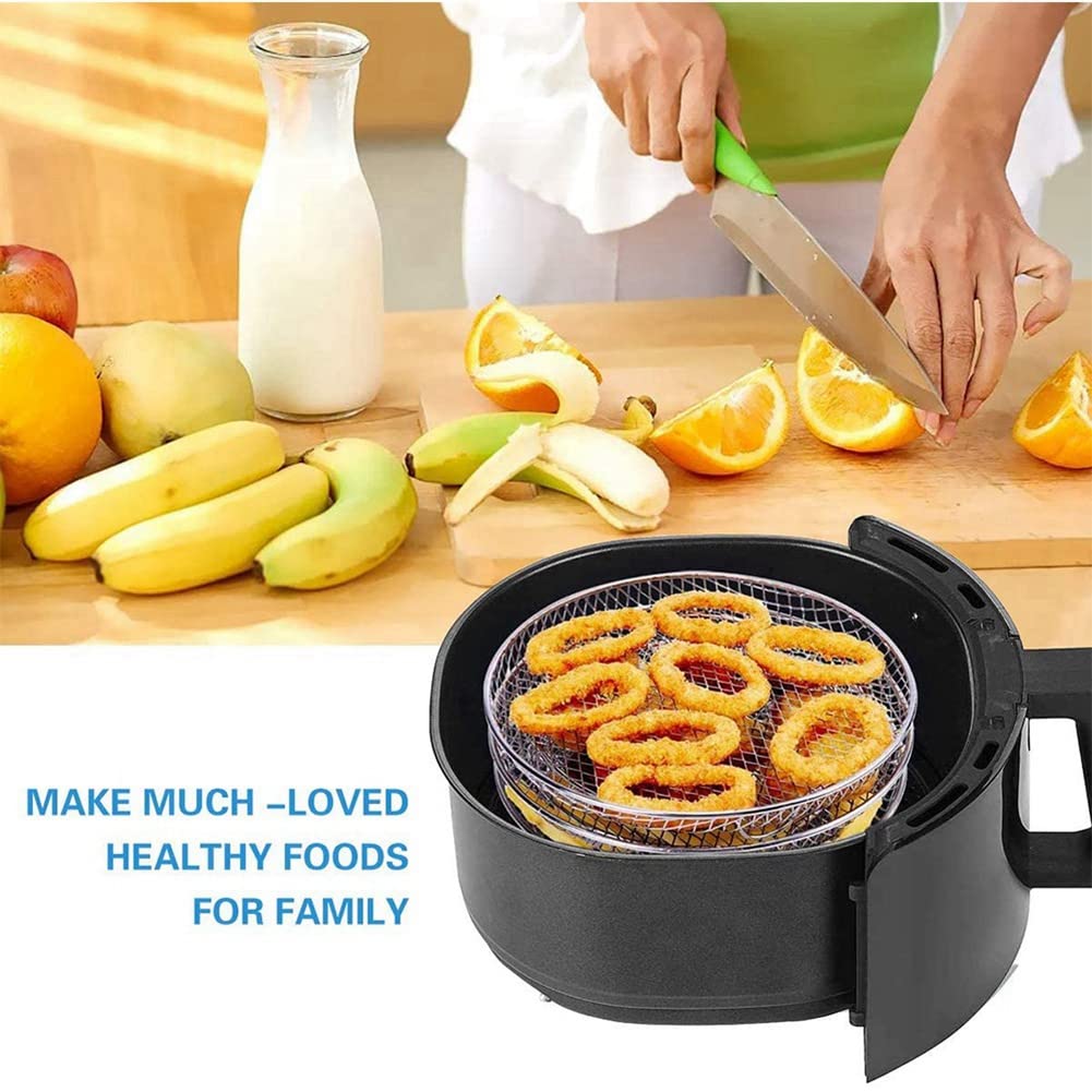 3-Tier Stackable Air Fryer Dehydrator Racks for Gowise & Ninja Steel Air Fryers - Fits 4.2-5.8QT Models - Perfect for Drying Fruits, Jerky & Herbs at Home
