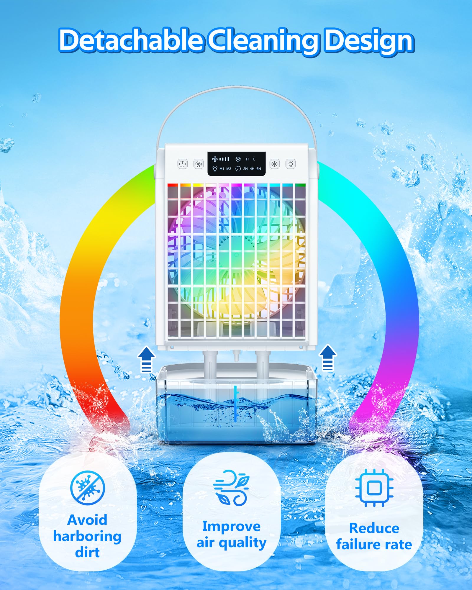 4-in-1 Portable Air Conditioner Fan with Humidifier - 1500ML Large Water Tank, 3 Speed Settings | Personal Cooling Fan for Home, Office, Car & Outdoor Use | Compact Evaporative Cooler for Bedroom, Camping, Travel & Hot Summer Days | Ideal for Small Spaces, Dorm Rooms, Workspaces & Summer Heat Relief