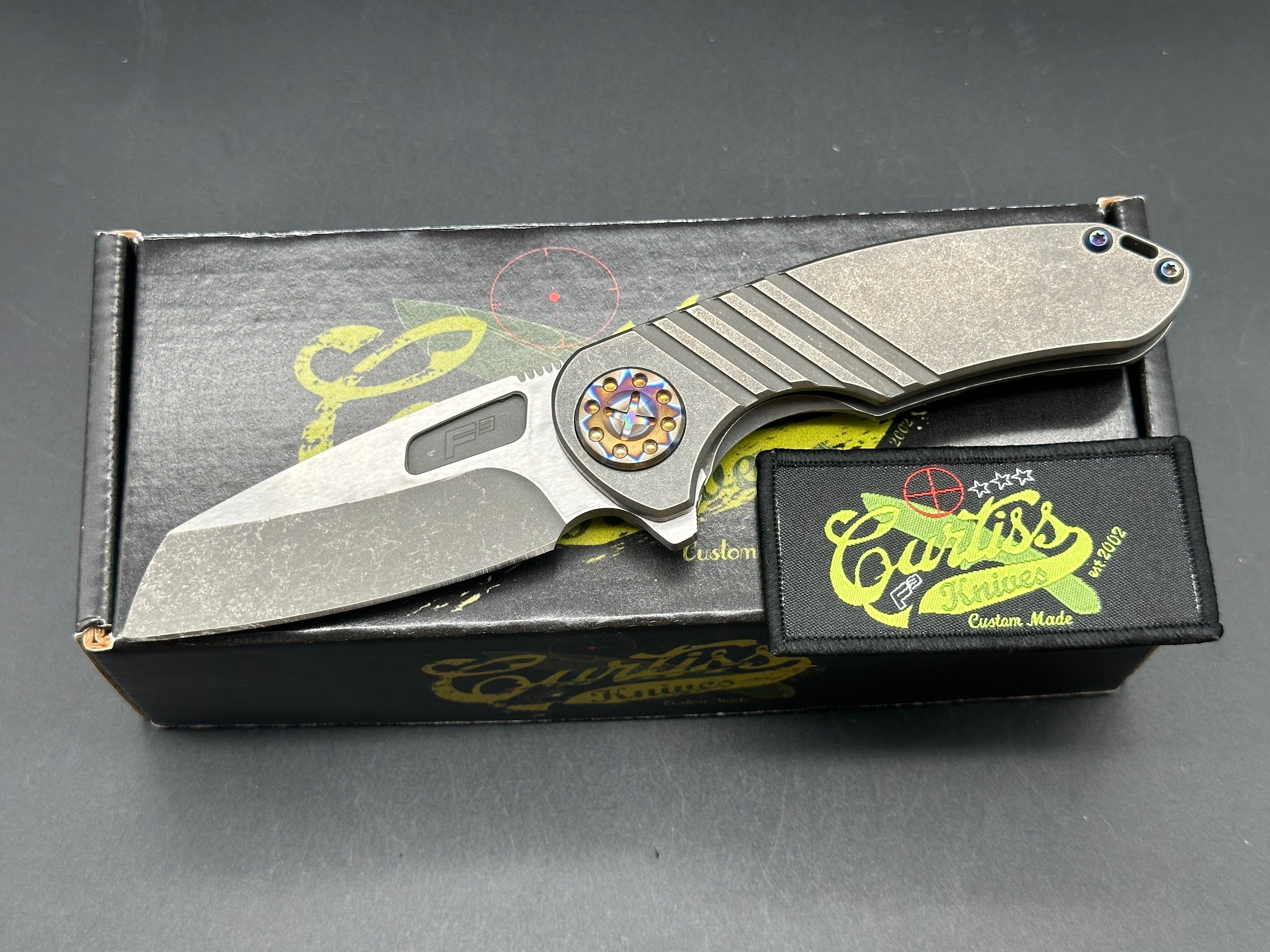 Curtiss F3 Medium Wharny Flipper Knife - MagnaCut Blade, Titanium Handle with Polished Bronzed Hardware - Perfect for EDC, Outdoor Adventures & Tactical Use