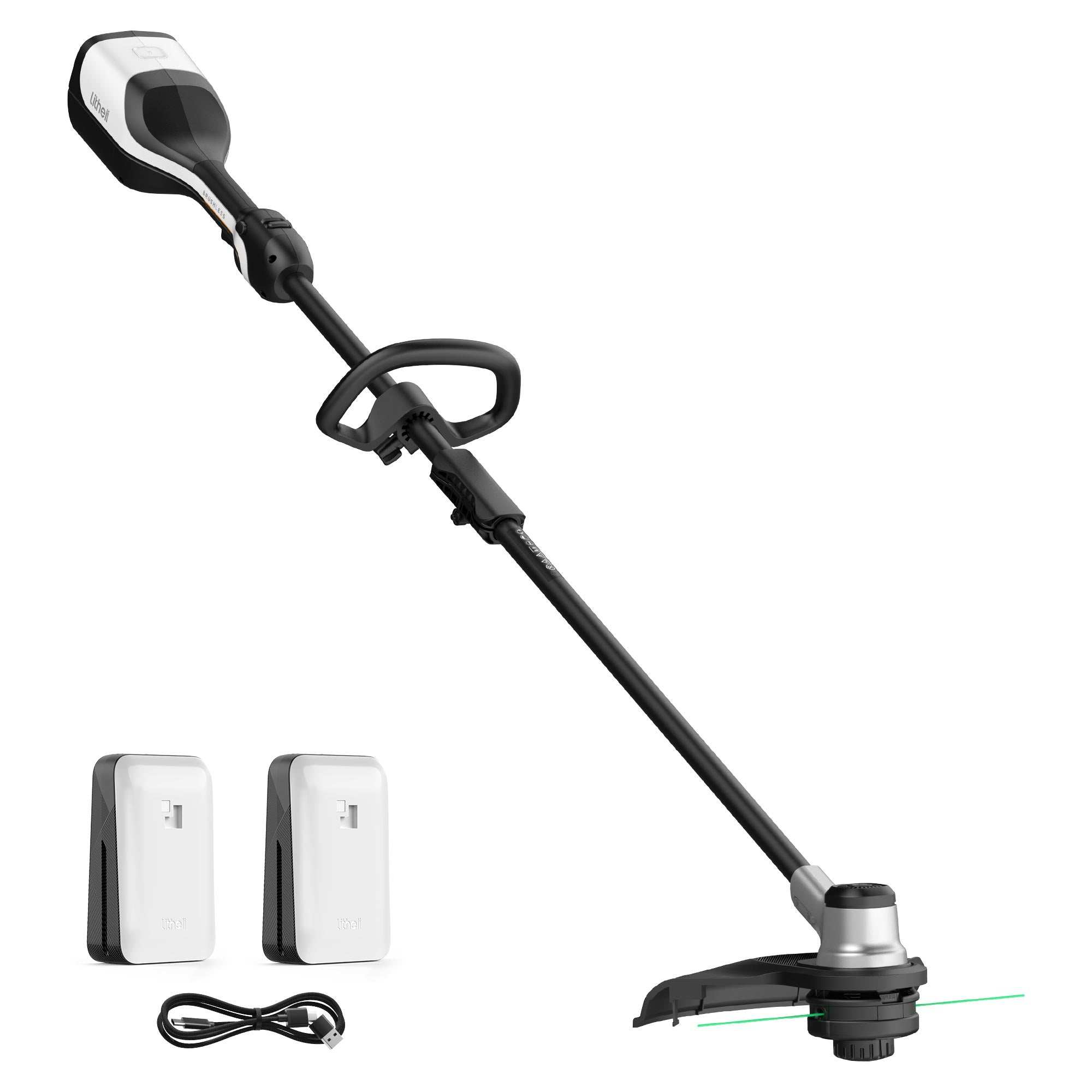 Litheli 40V (2x20V) 14-Inch Brushless Cordless String Trimmer - 2-in-1 Battery Powered Grass Trimmer & Weed Wacker with 2.5Ah Lithium-Ion Battery - Perfect for Lawn Care, Yard Maintenance & Landscaping